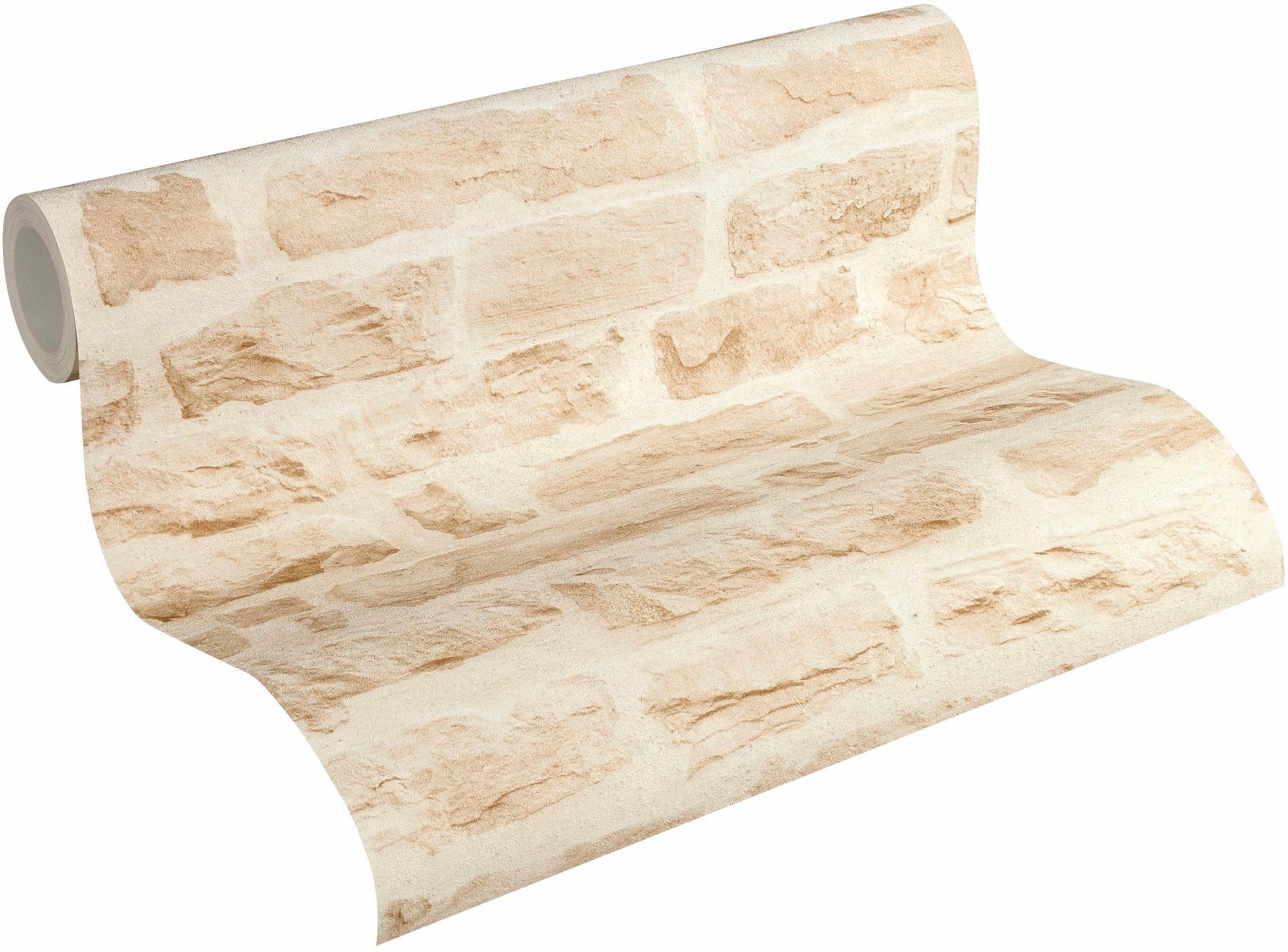 living walls Vliestapete Best of Wood`n Stone, leicht strukturiert, Steinoptik, urban, realistisch, (1 St), Struktur Tapete Stein Tapeten Wohnzimmer Schlafzimmer Küche Flur Optik