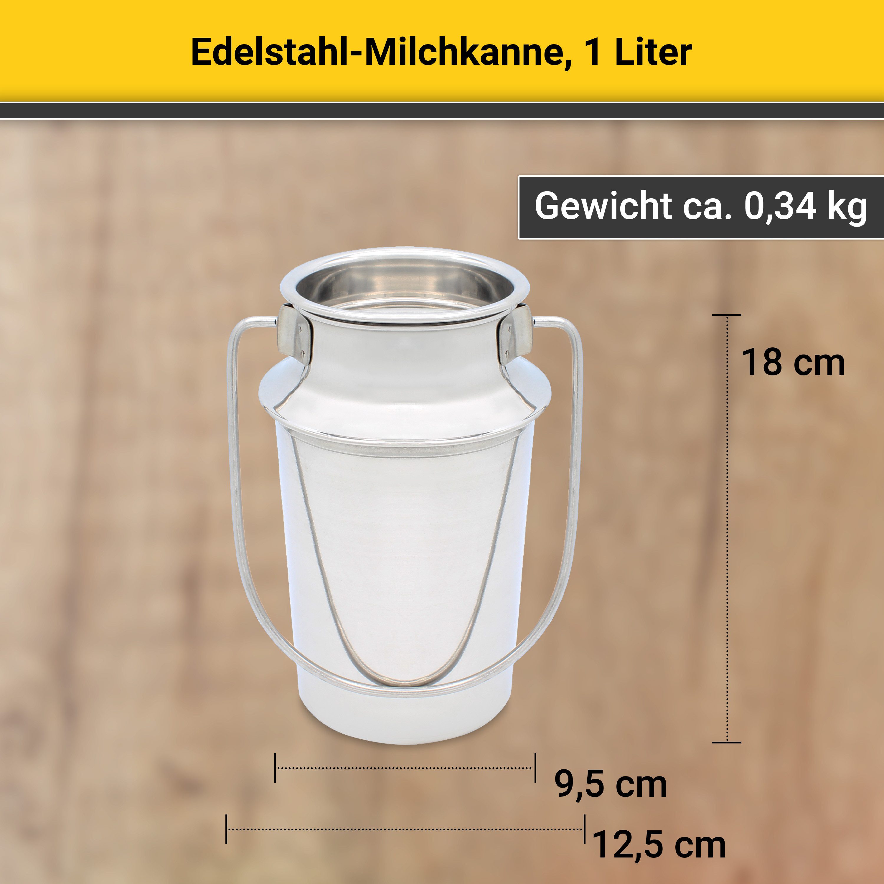 Krüger Milchkanne aus Edelstahl rostfrei, 1 Liter, 1 l, (1-St), Kanne im zeitlosen Design