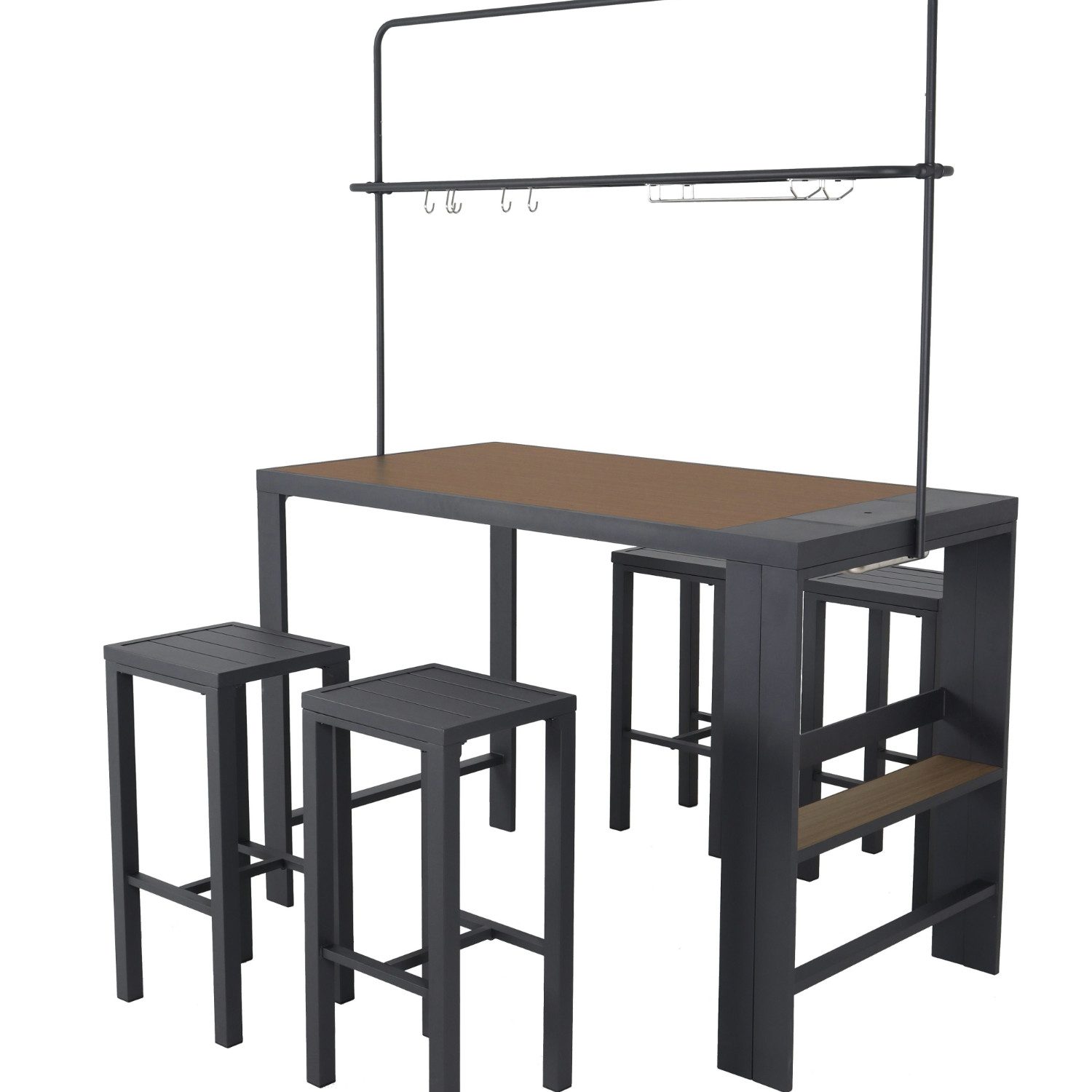 Leco Bargruppe "ELSA", (mit 4 Hockern ca. 38 x 34 x 76 cm (je Hocker), mit Bartisch ca. 157 x 80 x 209 cm)