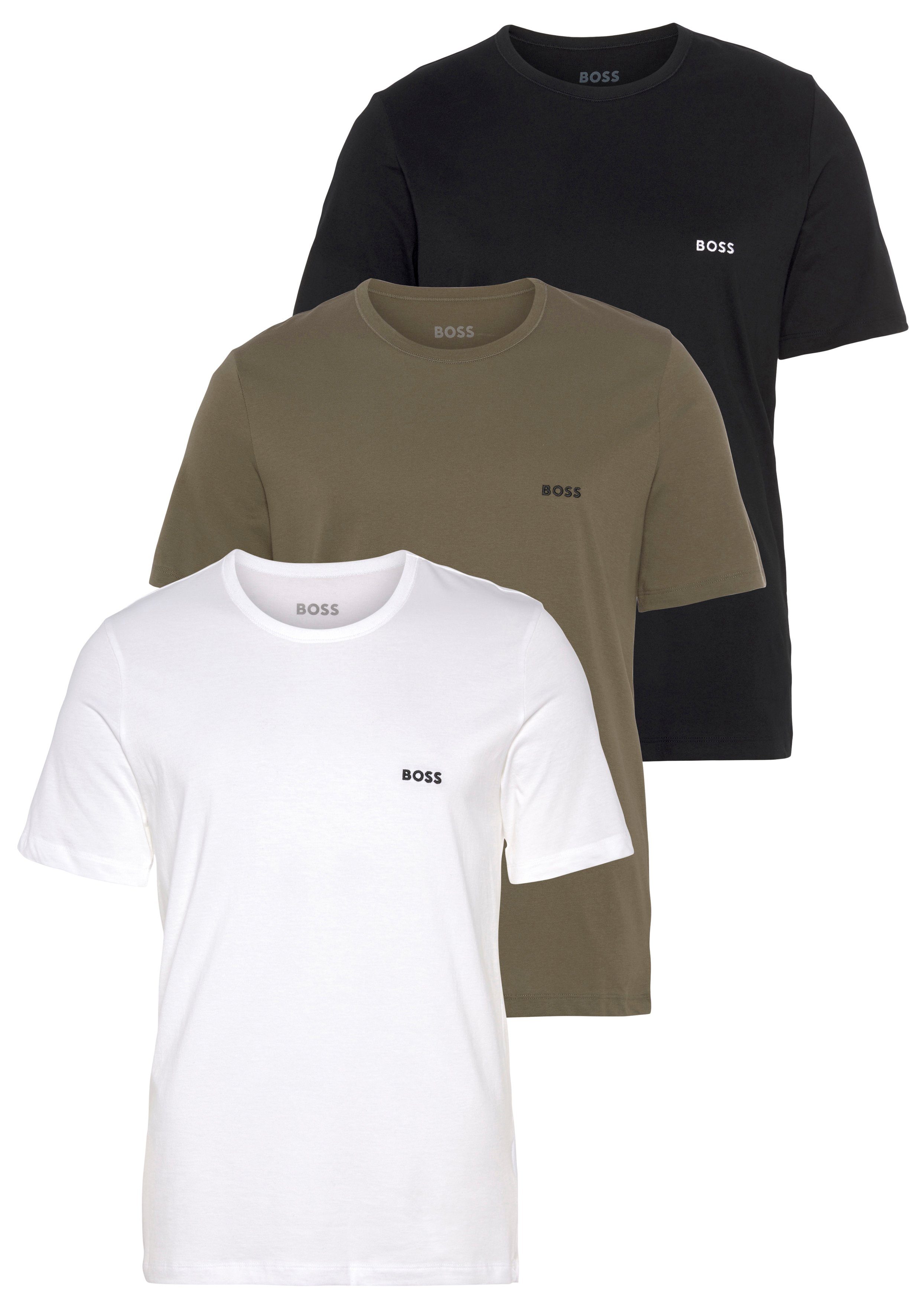 BOSS T-Shirt TShirtRN 3P Classic (Packung, 3-tlg., 3er Pack) mit besticktem BOSS Logo Open-Miscellaneous968