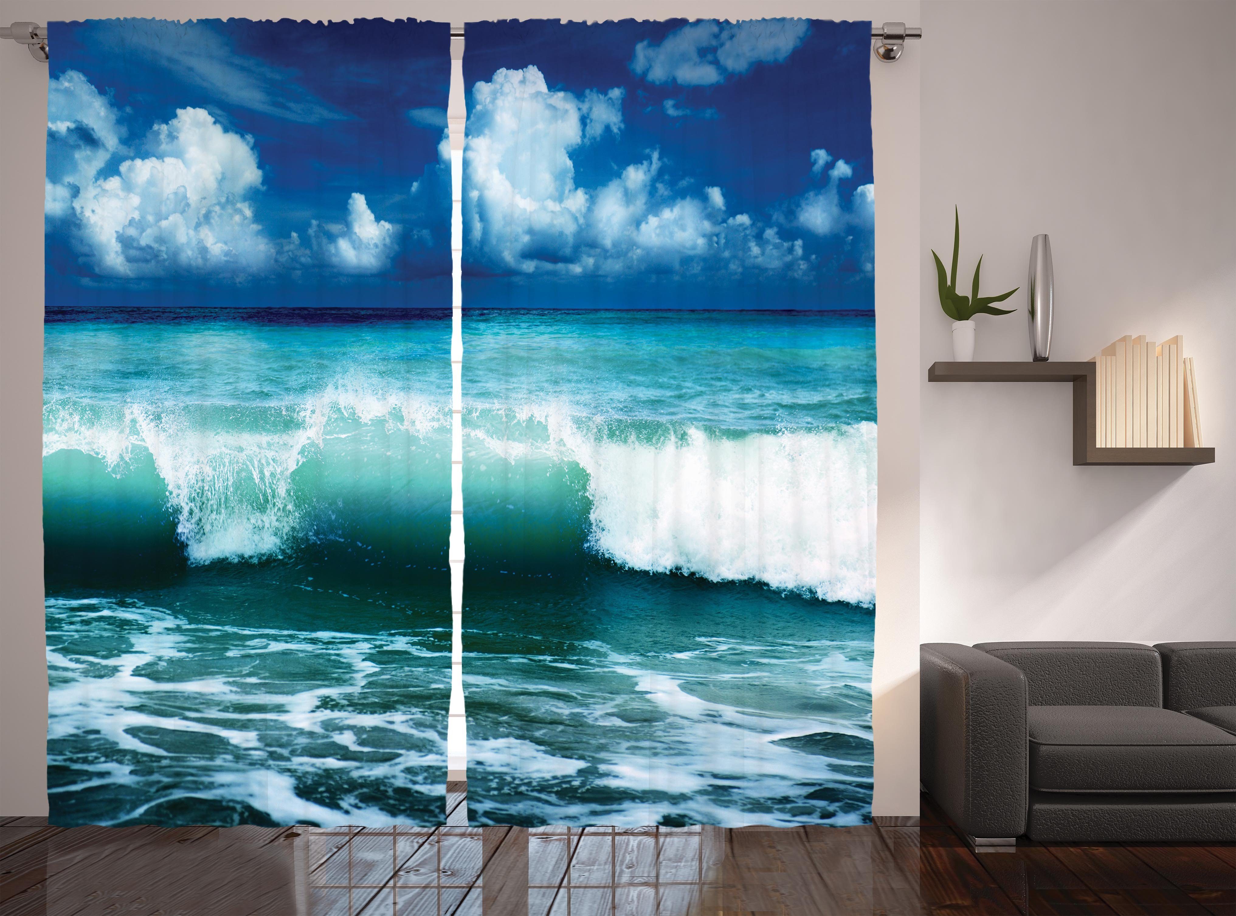 Caribbean Haken, Vorhang und Wellen Schlaufen mit Ozean Kräuselband Marine Gardine Schlafzimmer Abakuhaus,