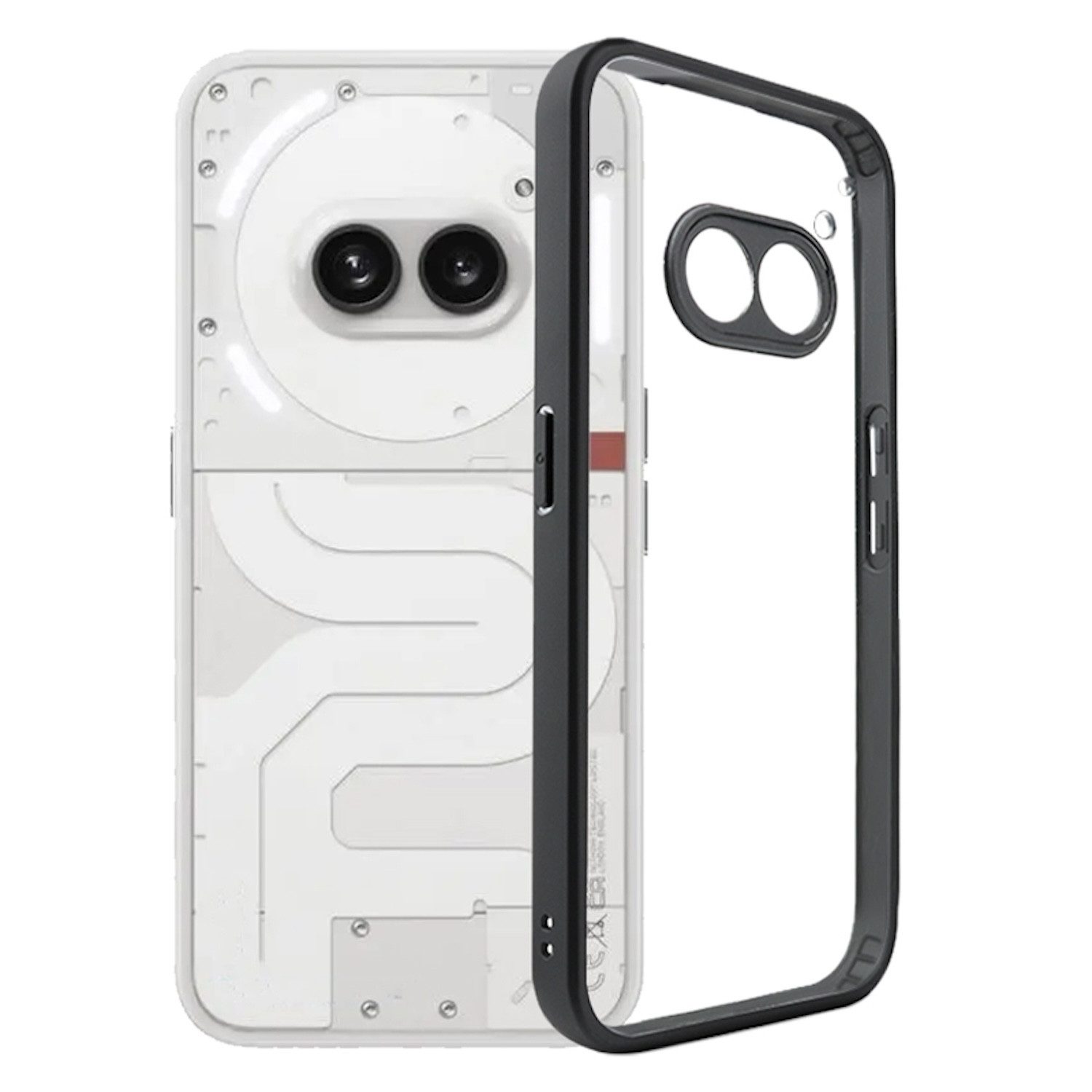 Wigento Handyhülle Für Nothing Phone 2a / Plus Frosted TPU + Transparent PC Hülle Schwarz