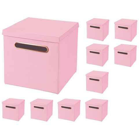 StickandShine Aufbewahrungsbox 10 Stück 32,5 x 32,5 x 32,5 cm Faltbox mit Deckel Rosegold Griff Stoffbox Aufbewahrungsbox 10er SET in verschiedenen Farben Luxus Faltkiste