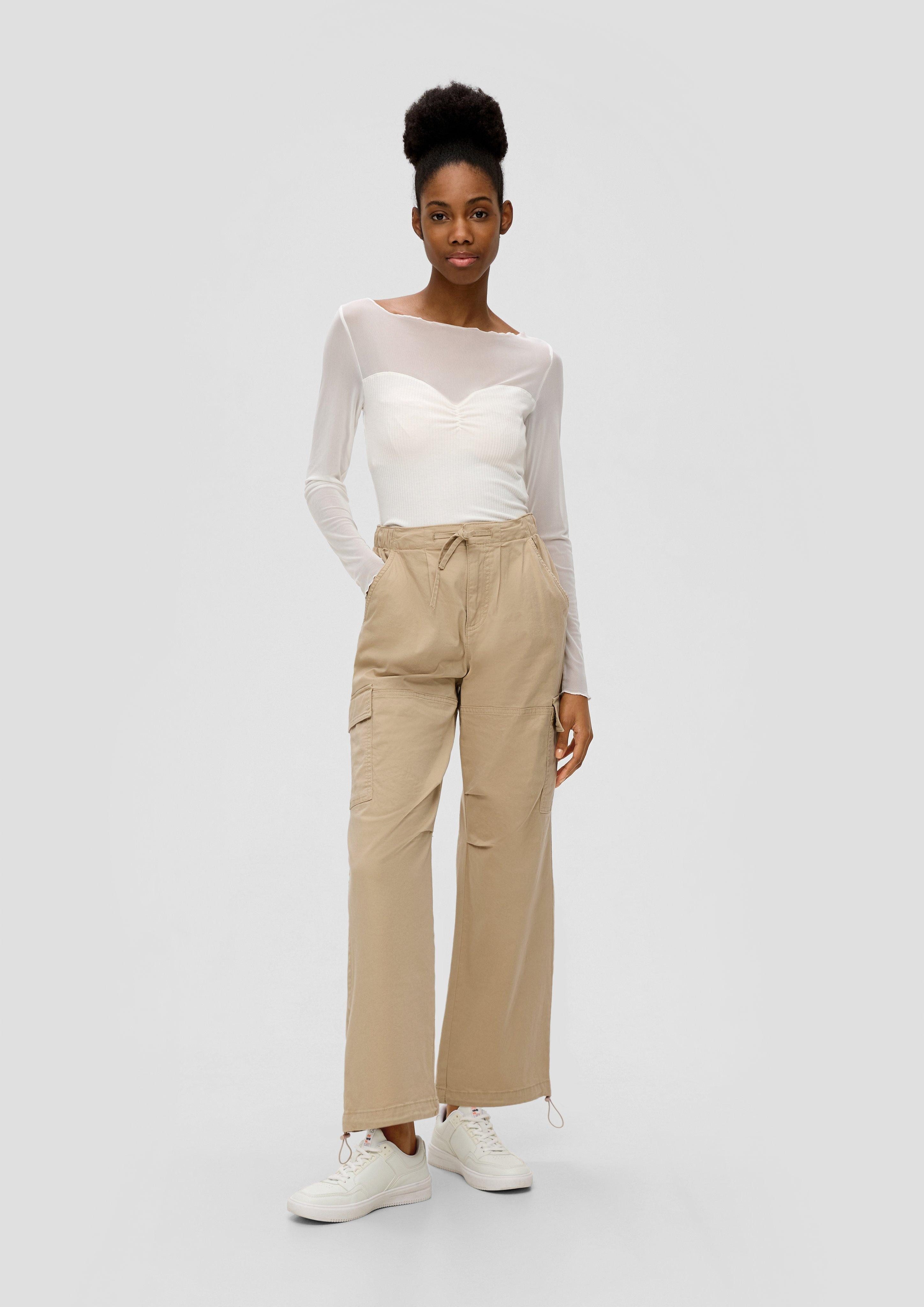 QS Stoffhose Regular: Parachute Pants mit Cargotaschen