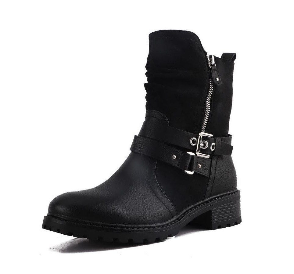 Pogolino 2520 Bikerboots Damen Stiefeletten leicht gefüttert mit Schnalle günstig online kaufen