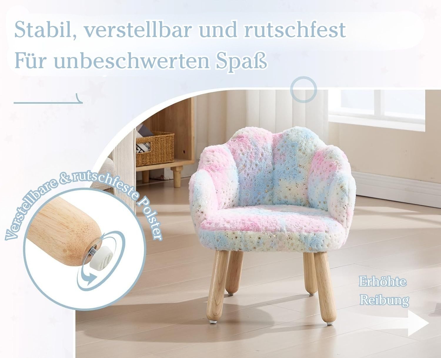 WAHSON OFFICE CHAIRS Kindersessel Kunstfell Kinderstuhl Blütenblatt Kindersofa Gepolstert, Kindercouch – Bild 4 von 5