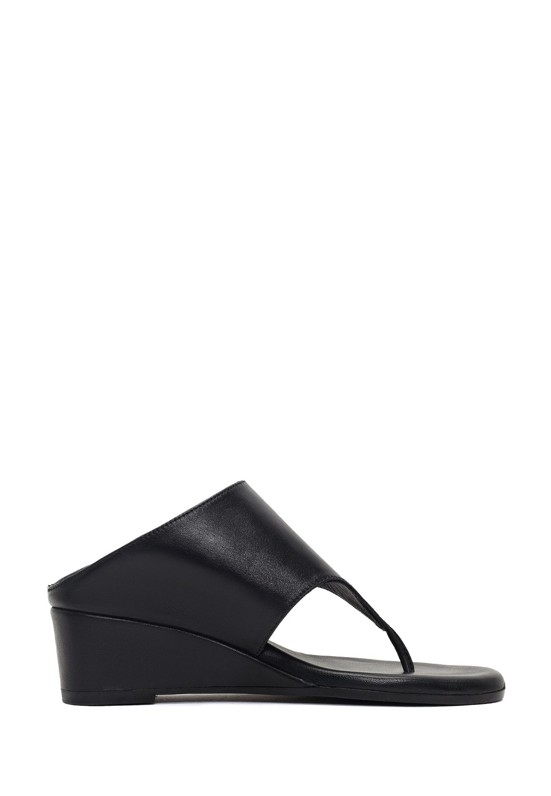 Derimod Keilabsatz-Pantoletten aus Leder Mules Echtes Leder, Lederfutter, TPU-Sohle, Keilabsatz, Slip-On Design