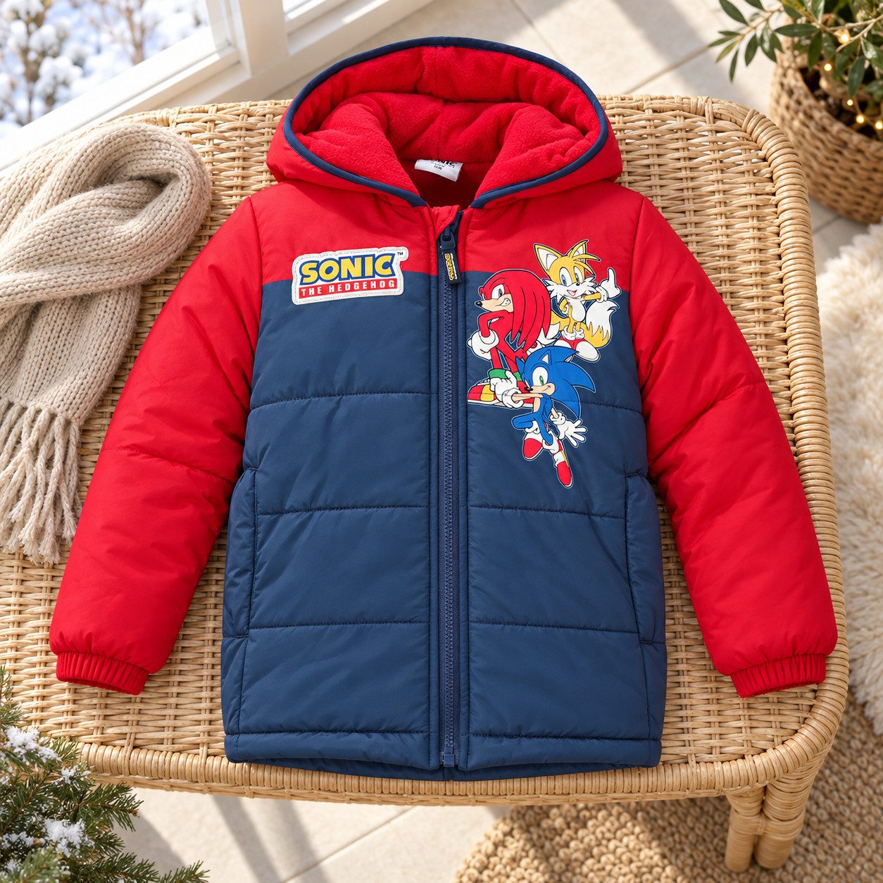 Sonic The Hedgehog Winterjacke Sonic The Hedgehog Kinder Winterjacke Jungen Jacke mit Kapuze Gr. 92 bis 128 – Bild 5 von 5