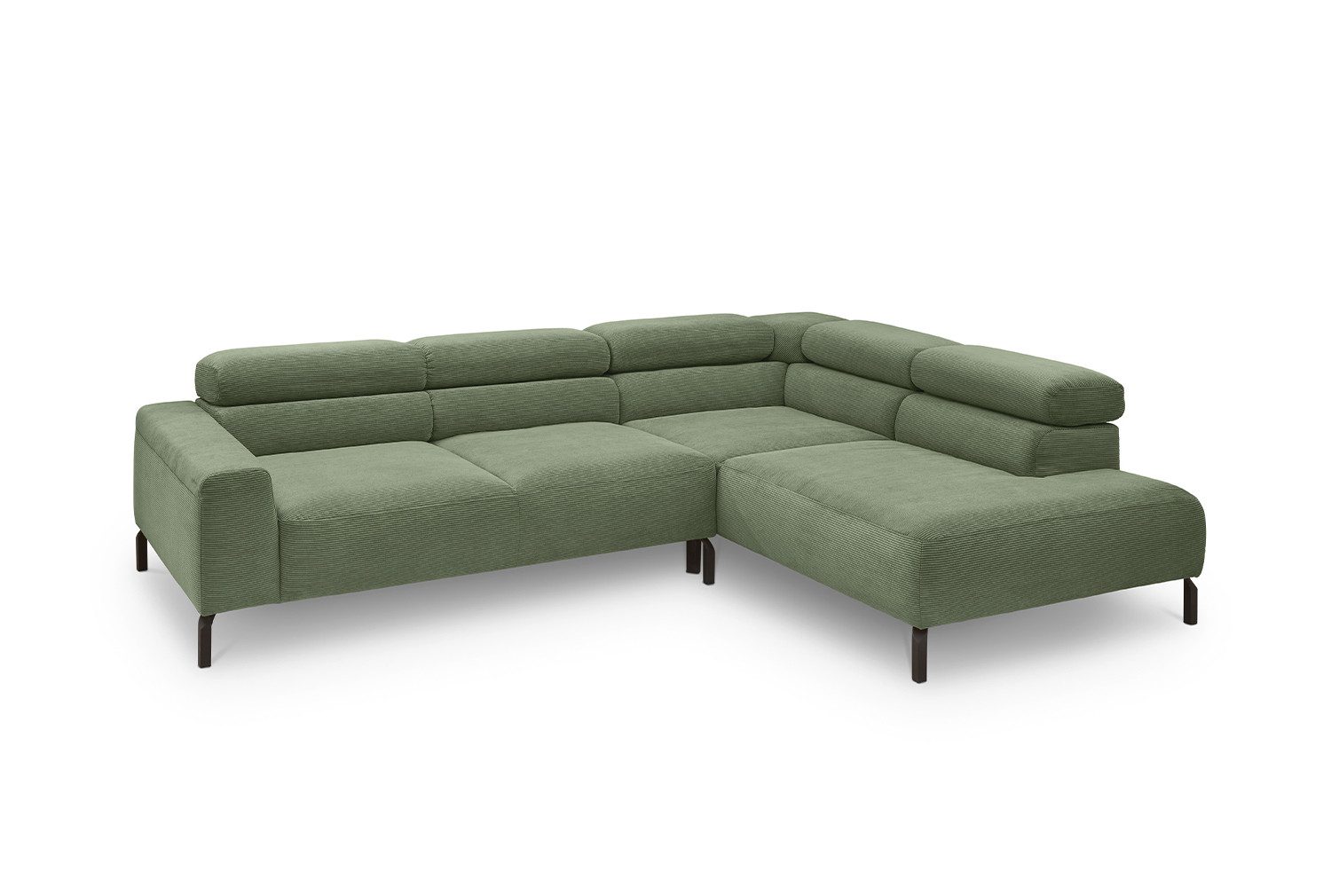 KAWOLA Ecksofa DELIA, L-Form rechts oder links, mit oder ohne Sitzvorzug Feincord 276x219 cm