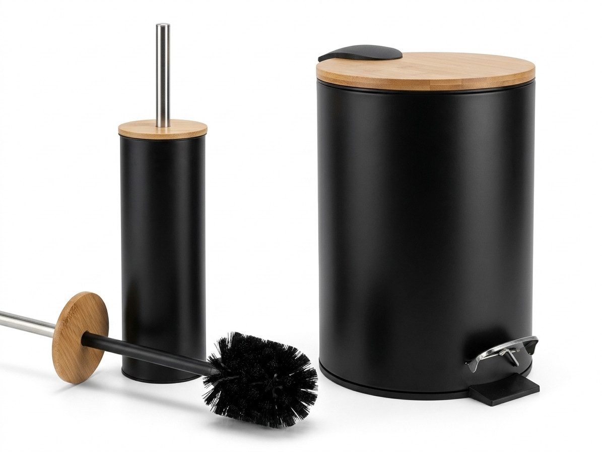 LikeKa Badaccessoire-Set 2 teilig Toilettenbürste und Kosmetikeimer matt mit Absenkautomatik