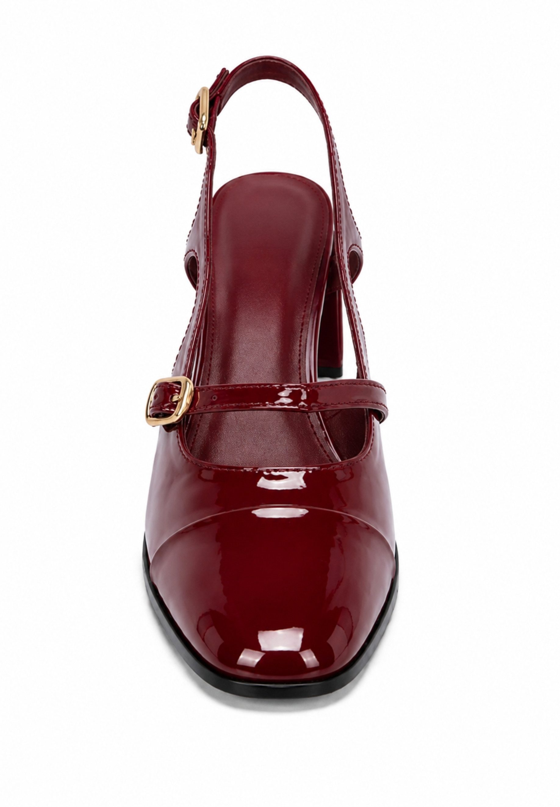 Day Vine Damen Slingback Pumps mit Riemchen, Lackoptik und Blockabsatz Pumps