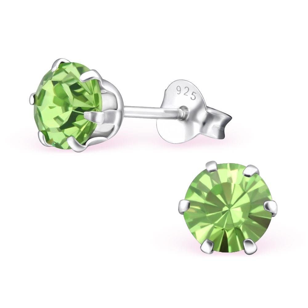 Silber Ohrschmuck LA Kristall Stück), Damen Paar aus 2-tlg), BUNGSA 925 (2 (1 Ohrringe grünem Ohrstecker Ohrring-Set mit CRYSTALE