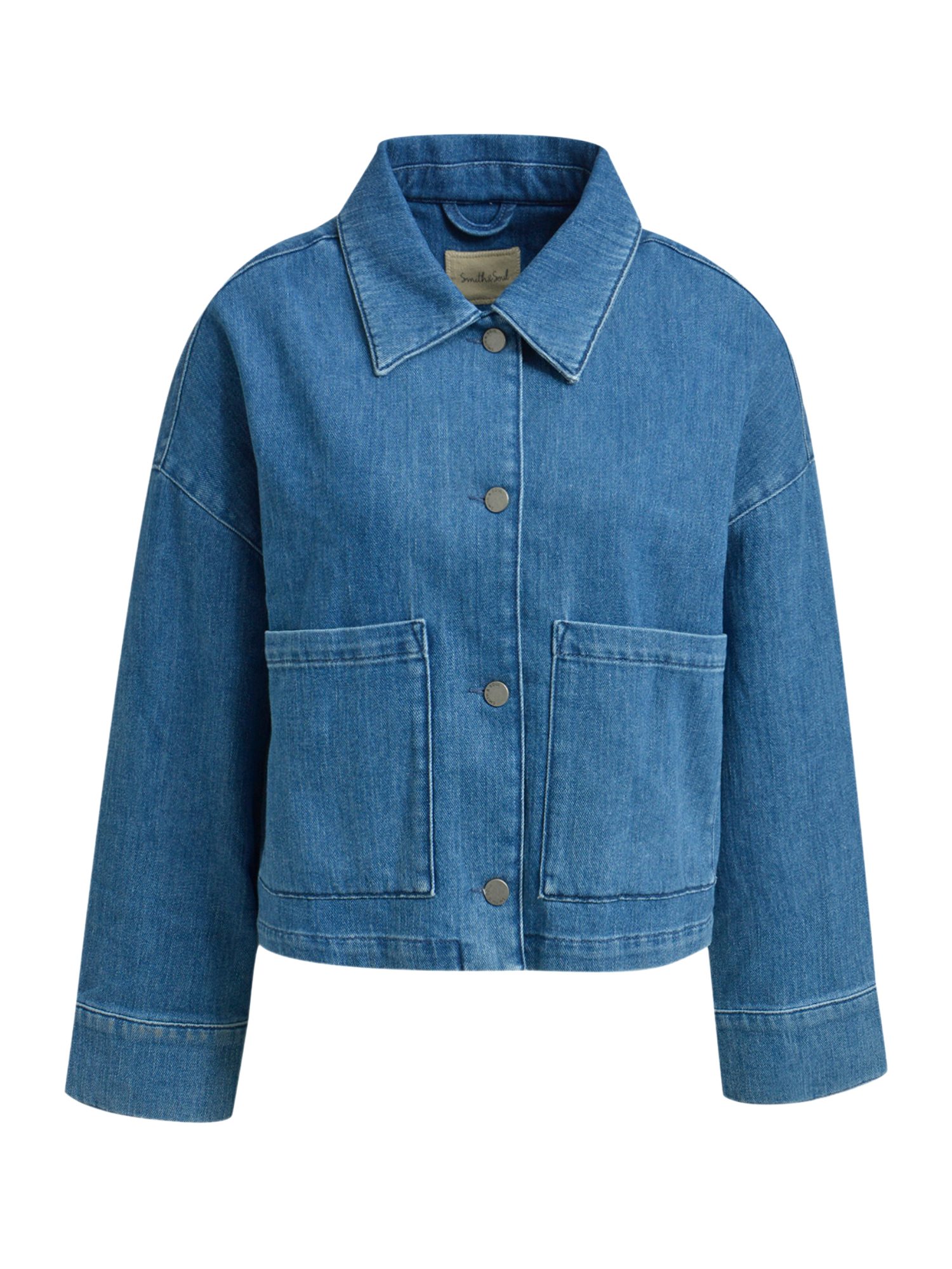 Smith & Soul Kurzjacke blau,Casual,Baumwolle,Unifarben,Umlegekragen,Lang,Gerade