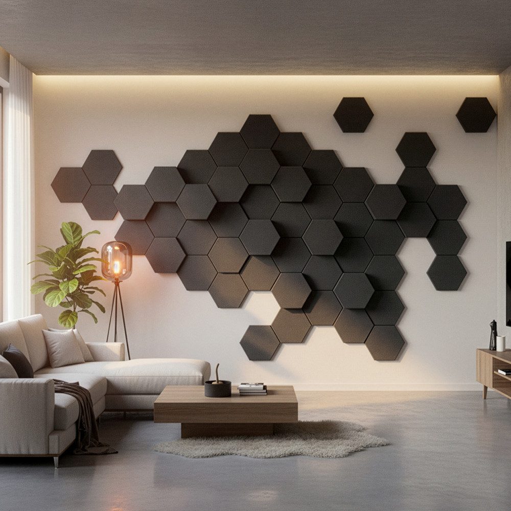 HOME DELUXE Akustikplatte Hexagon selbstklebend SILENT, (10-St)