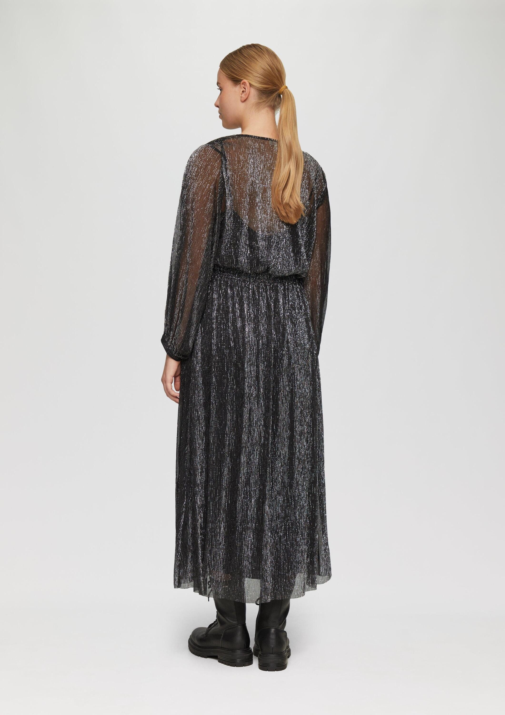 s.Oliver Midikleid Kleid Langes Meshkleid mit Glitzergarn und Smok-Detail