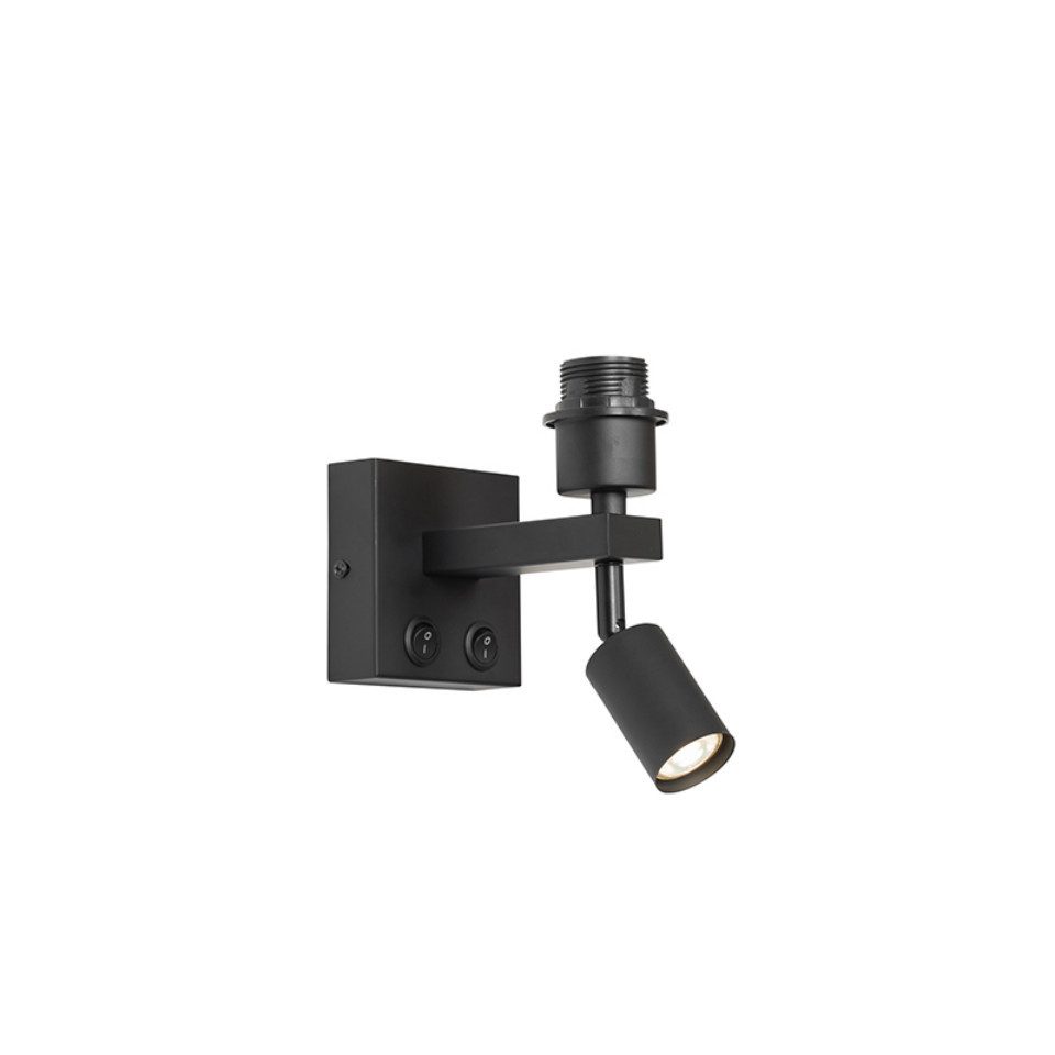 Qazqa LED Leselampe Brescia, ohne Leuchtmittel, Warmweiß, QAZQA Lese­leuchte, e27, Schwarz, Stahl, Modern