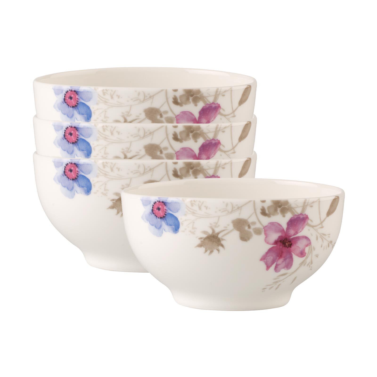 Villeroy & Boch Schale Mariefleur Gris Basic French-Bols 15 x 13 cm, Porzellan, (4 Schalen, 4-tlg)