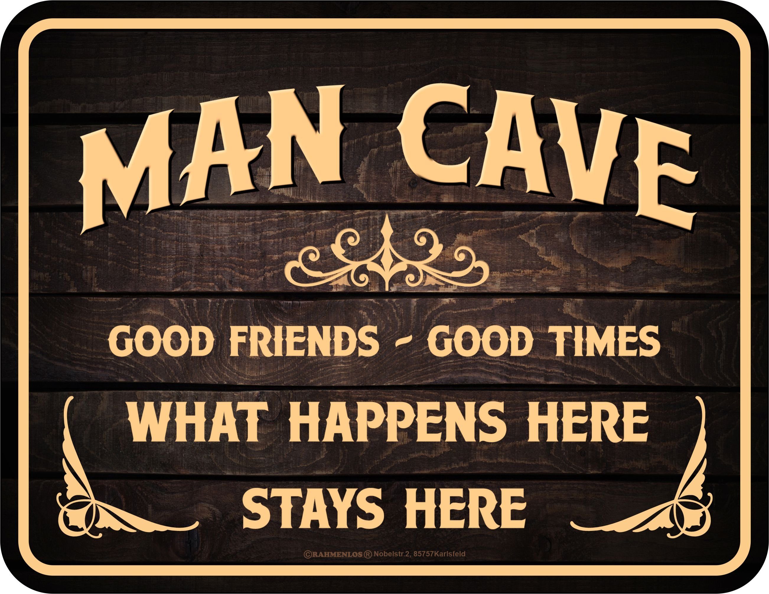 RAHMENLOS® Metallschild für den Mann: Man Cave