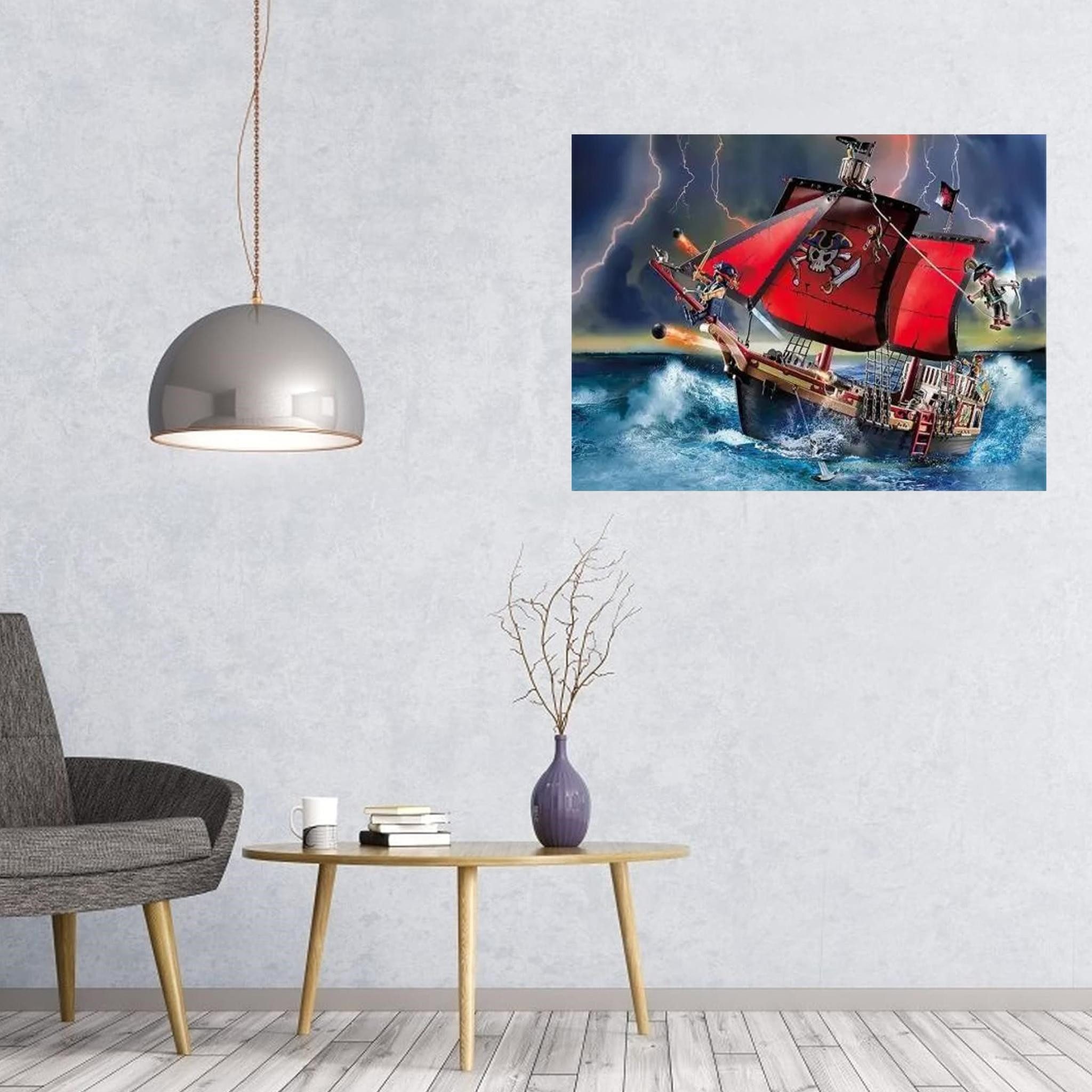 LA CUTE Malen nach Zahlen XL Piratenschiff Malset – Kreatives Malen nach Zahlen Rahmen 40x50cm (Komplettes Malset: Kreatives Malen nach Zahlen mit Rahmen und Farben, Malen nach Zahlen Set: Leinwand 40x50cm, Acrylfarben, Pinsel, Rahmen), Piratenschiff Malset Hochwertige Leinwand 40x50 Acrylfarben & Rahmen