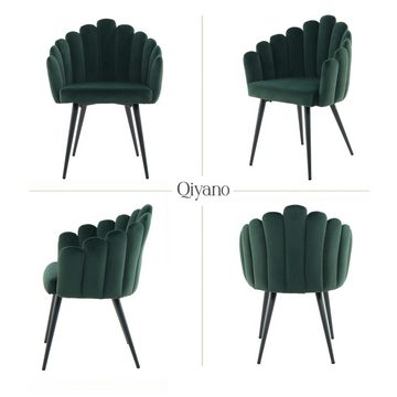 Qiyano Esszimmerstuhl Lani Stuhl mit Armlehne Muschel-Form Schminktisch Wohnzimmer Grün (1 St)