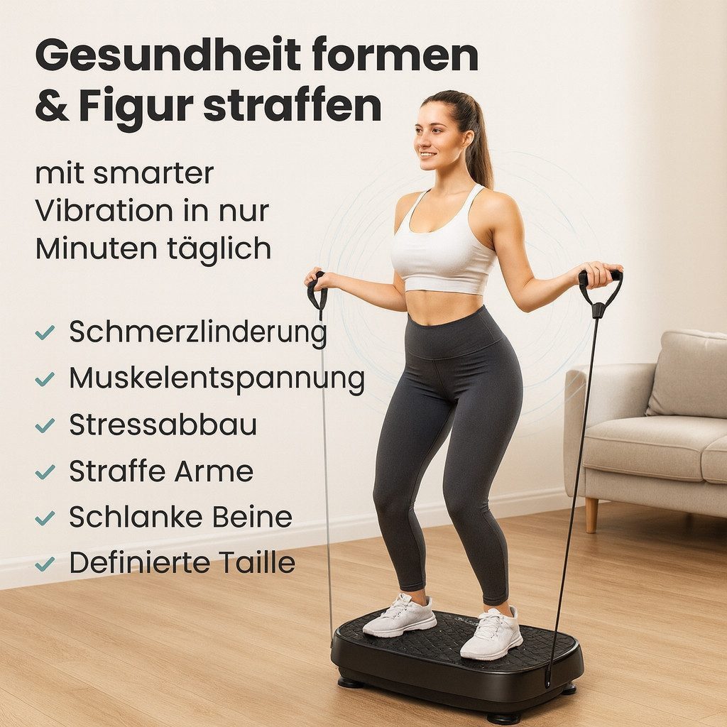 Nettlife Vibrationsplatte 9 Trainingsprogramme 199 Intensitätsstufen, 200 W, Vibration Plate Bluetooth Fitnessgeräte Zuhause Max. Belastung 200 KG