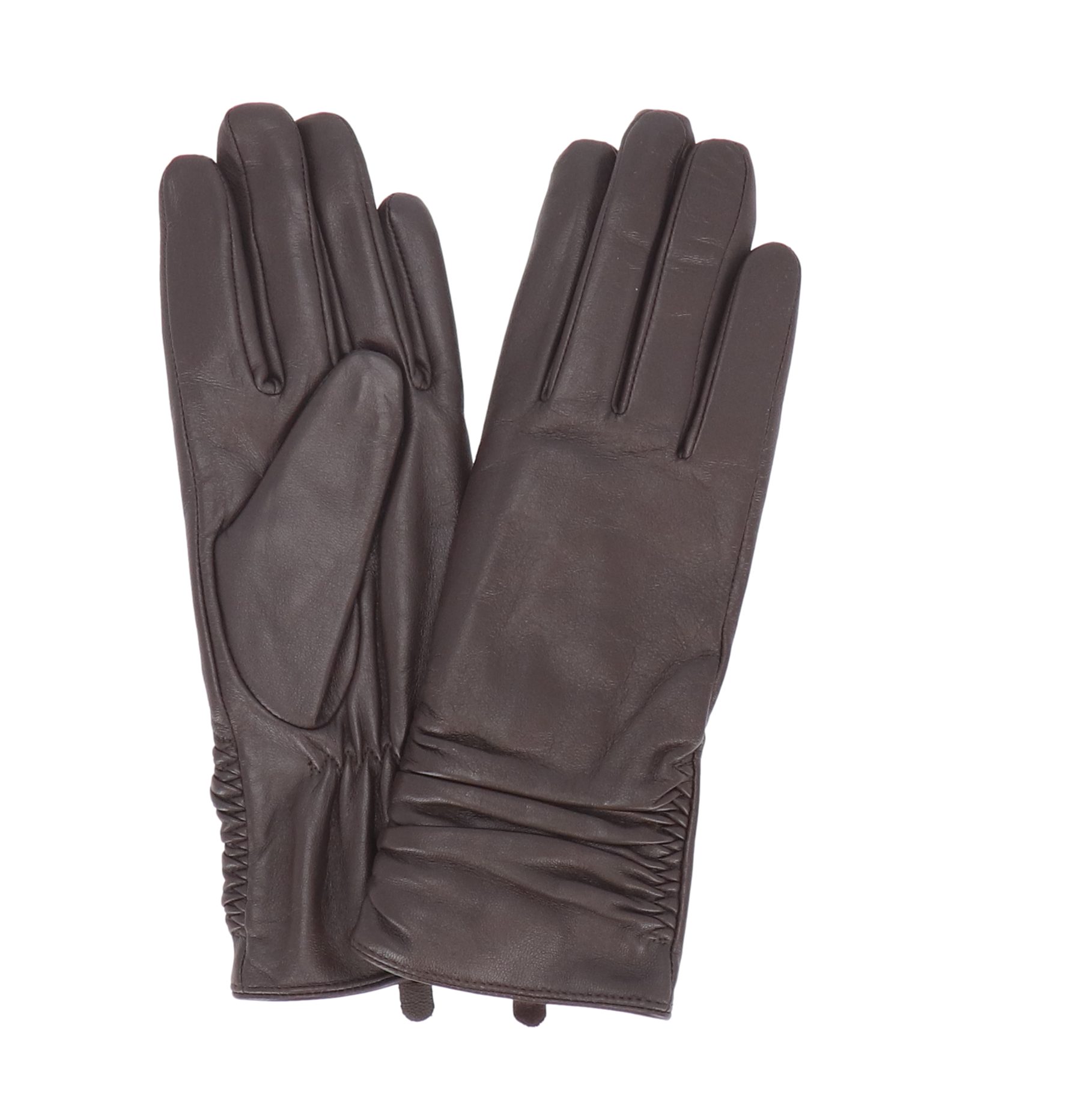 halsüberkopf Accessoires Lederhandschuhe Damenhandschuhe Leder mit Raffung günstig online kaufen