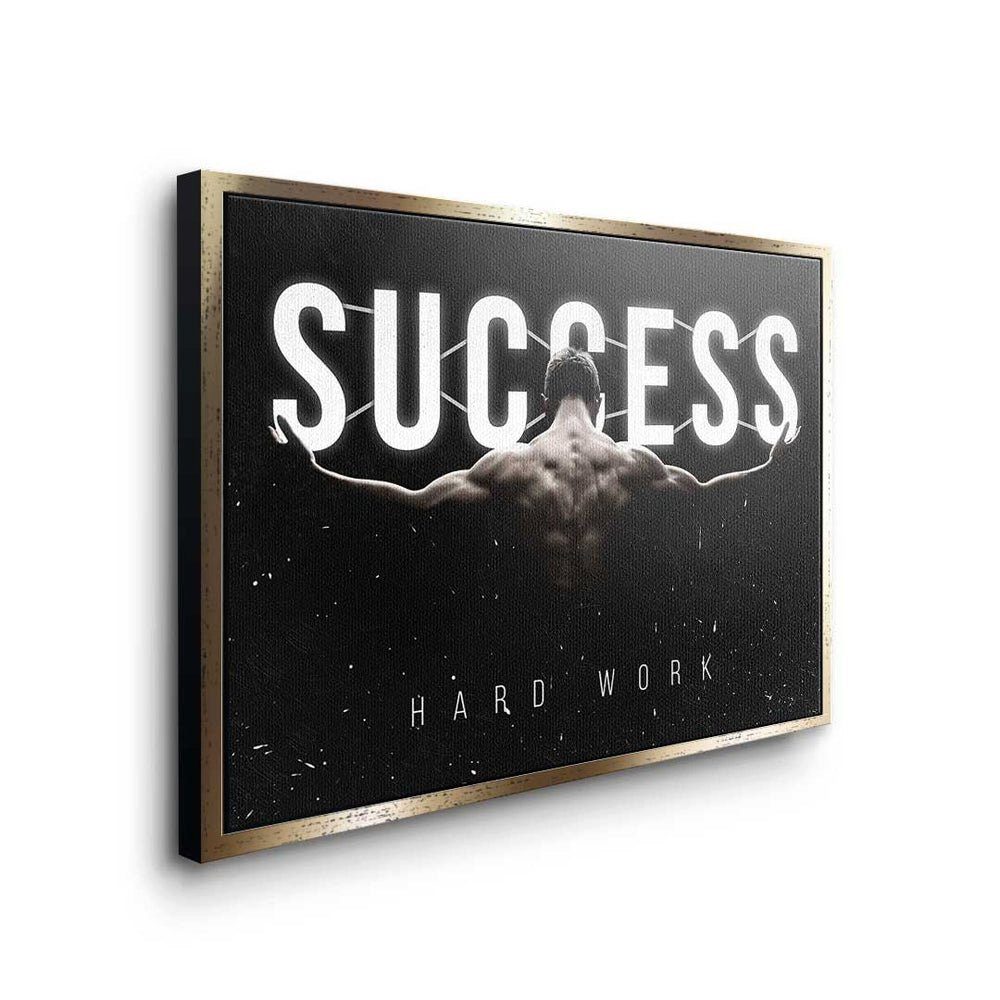 Success Training Leinwandbild, - Premium - DOTCOMCANVAS® - ohne - Rahmen Leinwandbild - Hard Motivation Work