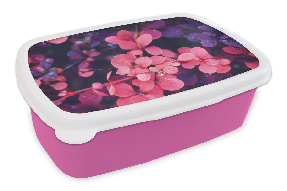 MuchoWow Lunchbox Blumen - Lila Brotdose (2-tlg), Erwachsene, für Natur, Snackbox, Brotbox Kunststoff, rosa Kunststoff Kinder, Mädchen, 