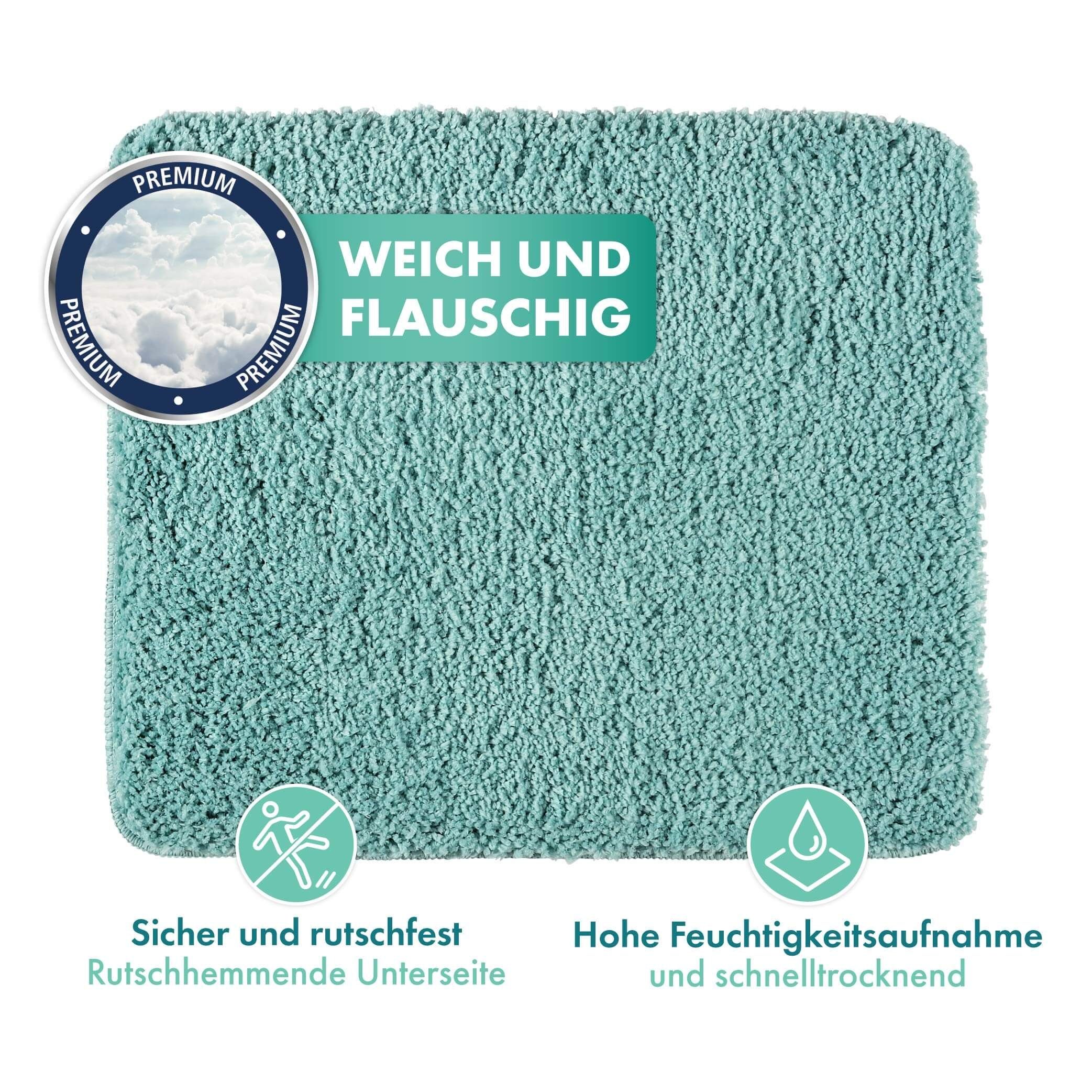 rutschfest Teppich BELIZE Bade Dusch Badematte türkis 55x65 Bad WENKO Matte cm Vorleger