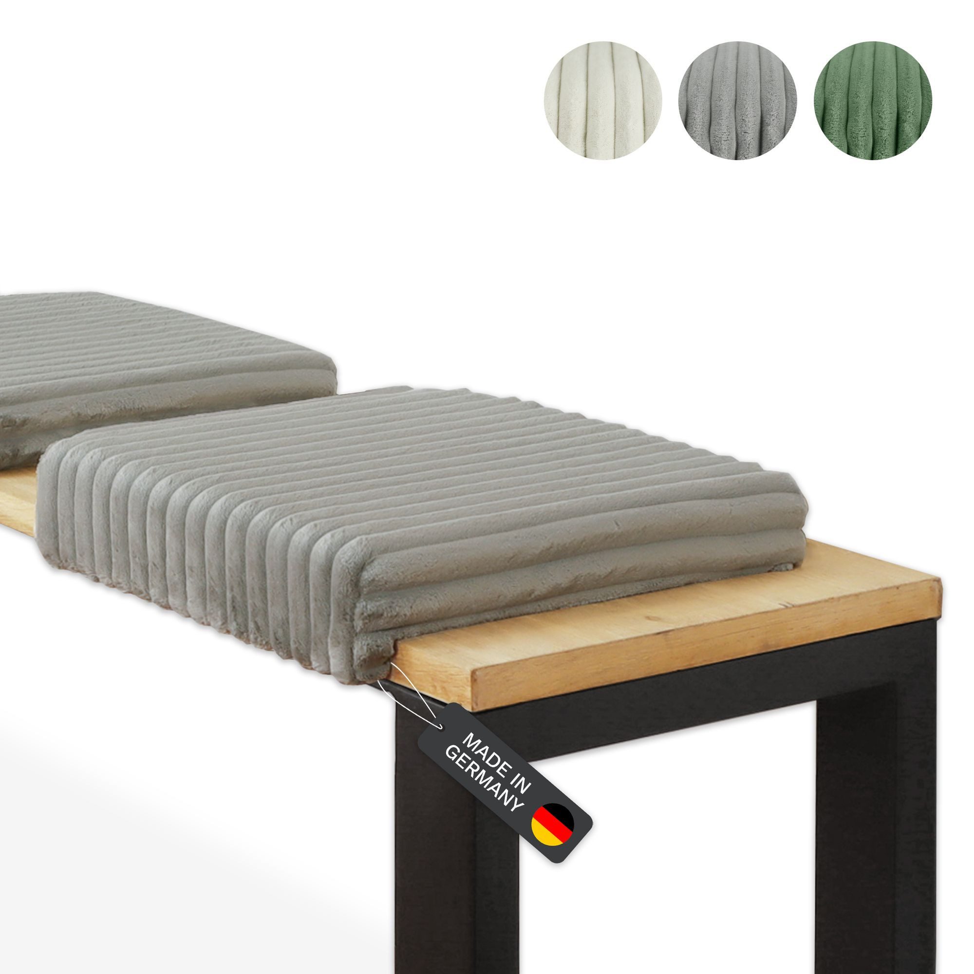 Lycce Bankauflage Sitzkissen Klemmkissen DELUXE 1 Leiste, Cordstoff extra Polsterung, (1 St), super breiter Cordstoff, für Banktiefen ab 35 cm