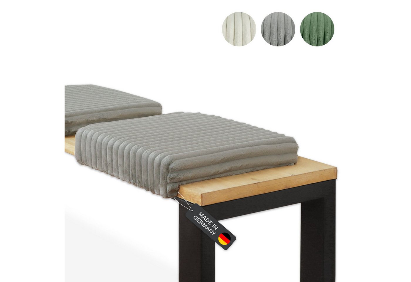 Lycce Bankauflage Sitzkissen Klemmkissen DELUXE 1 Leiste, Cordstoff extra Polsterung, (1 St), super breiter Cordstoff, für Banktiefen ab 35 cm