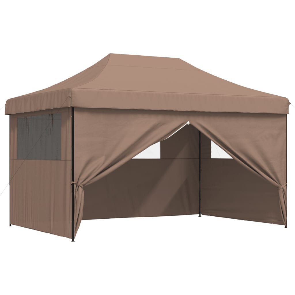 Pavillon Partyzelt Faltbar Pop-Up mit 4 Seitenteilen Braun Pavillon