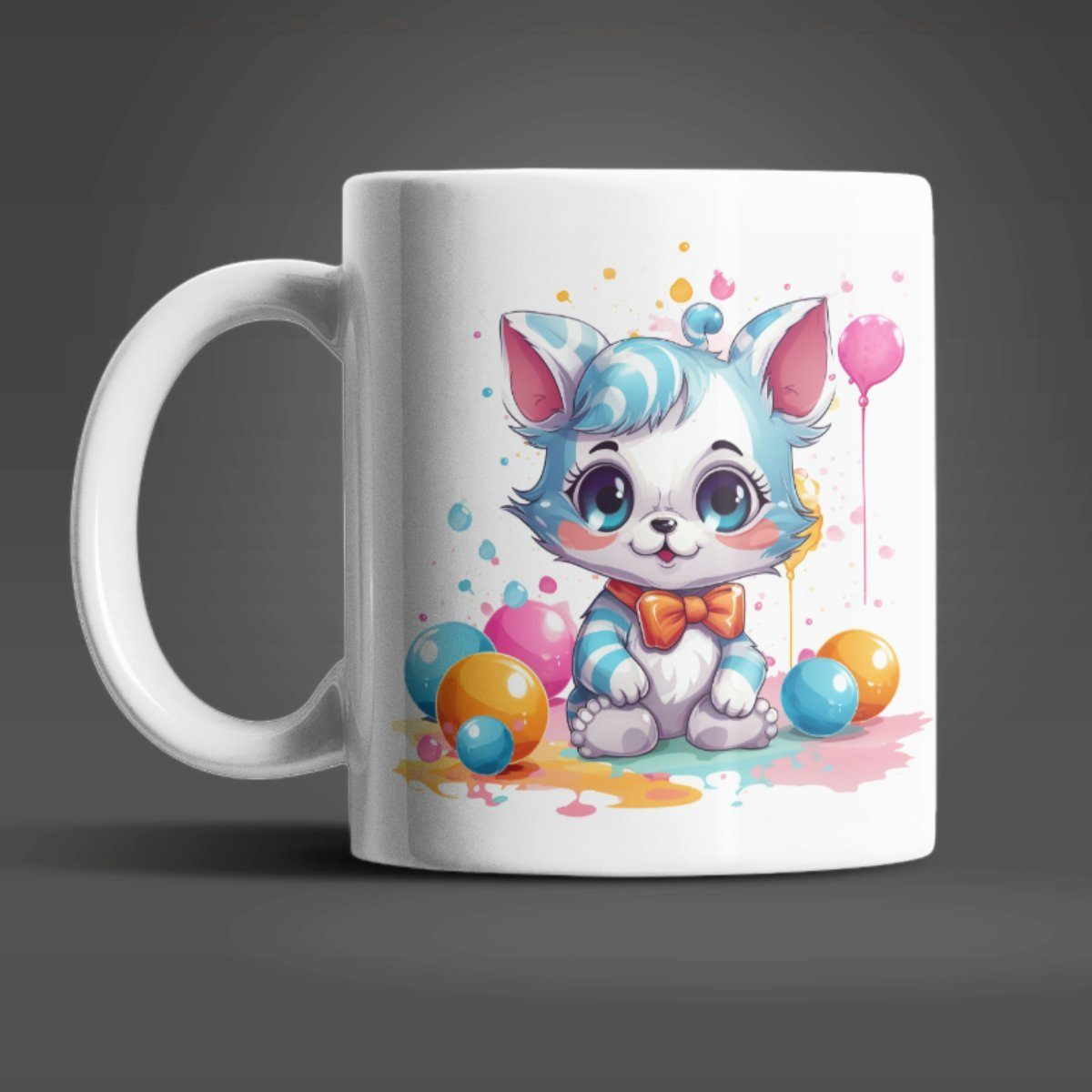 WS-Trend Tasse Süße Katze Kätzchen Kinder Teetasse Tasse Geschenkidee, Keramik, 330 ml