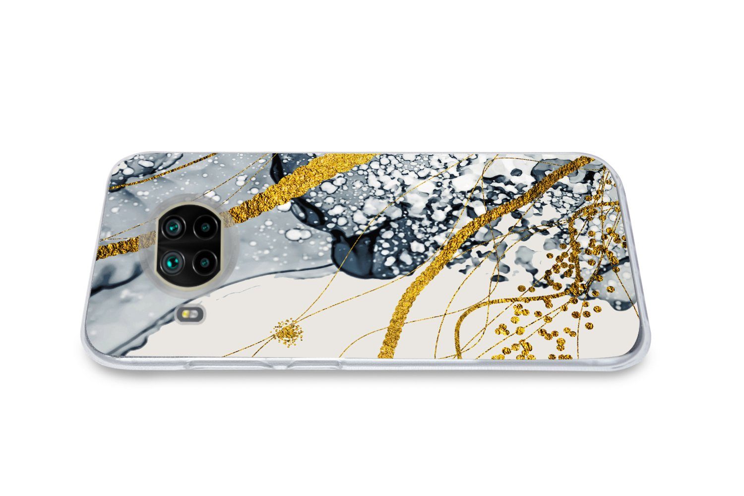 MuchoWow Handyhülle für Xiaomi Mi 10T Lite 5G Abstrakt - Gold - Natur - Kunst, Phone Case, Silikon, Schutzhülle Dünn