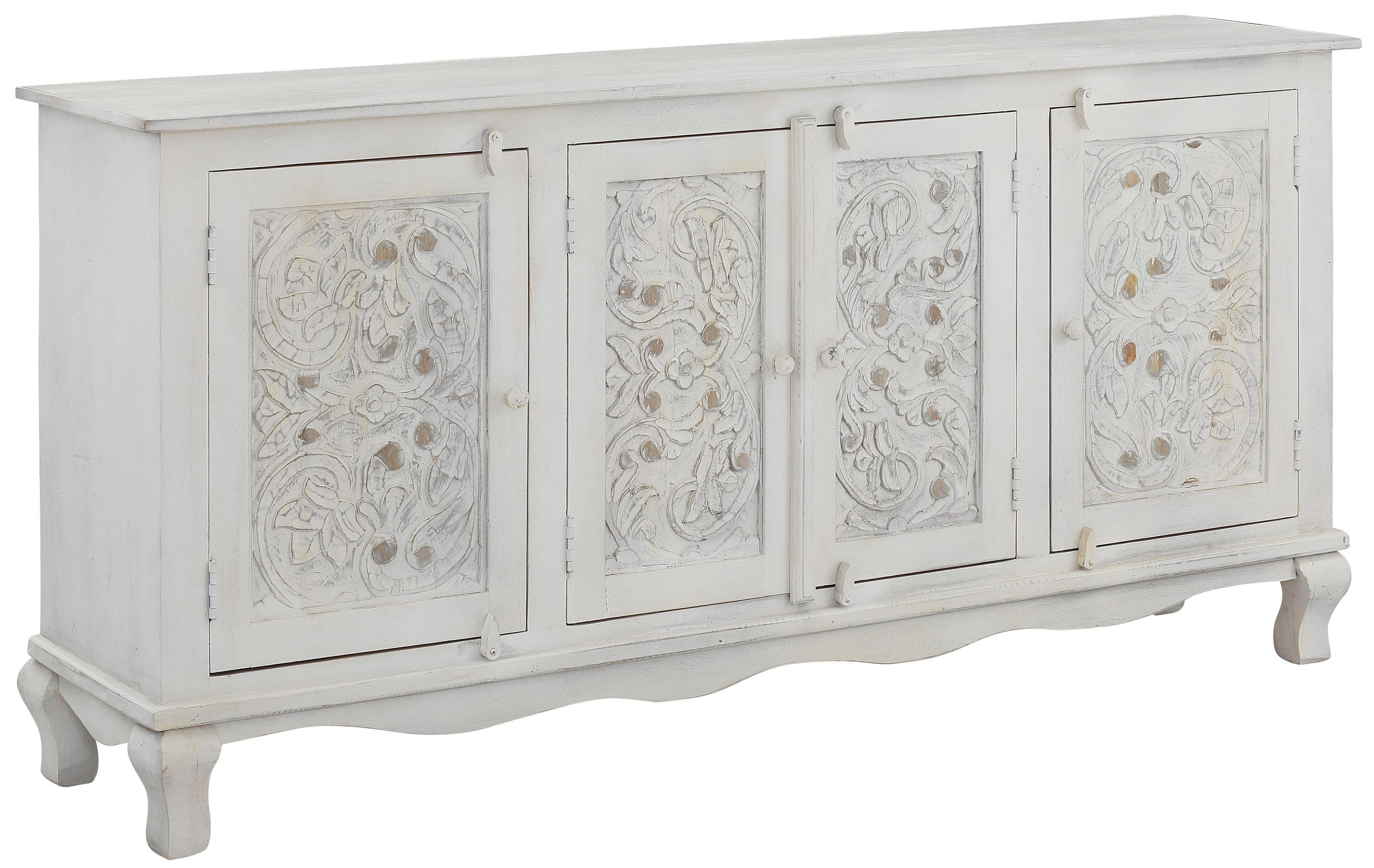 OTTO home Sideboard Rajat, Kommode aus Mangoholz mit Frontenfräsungen, Breite 175 cm