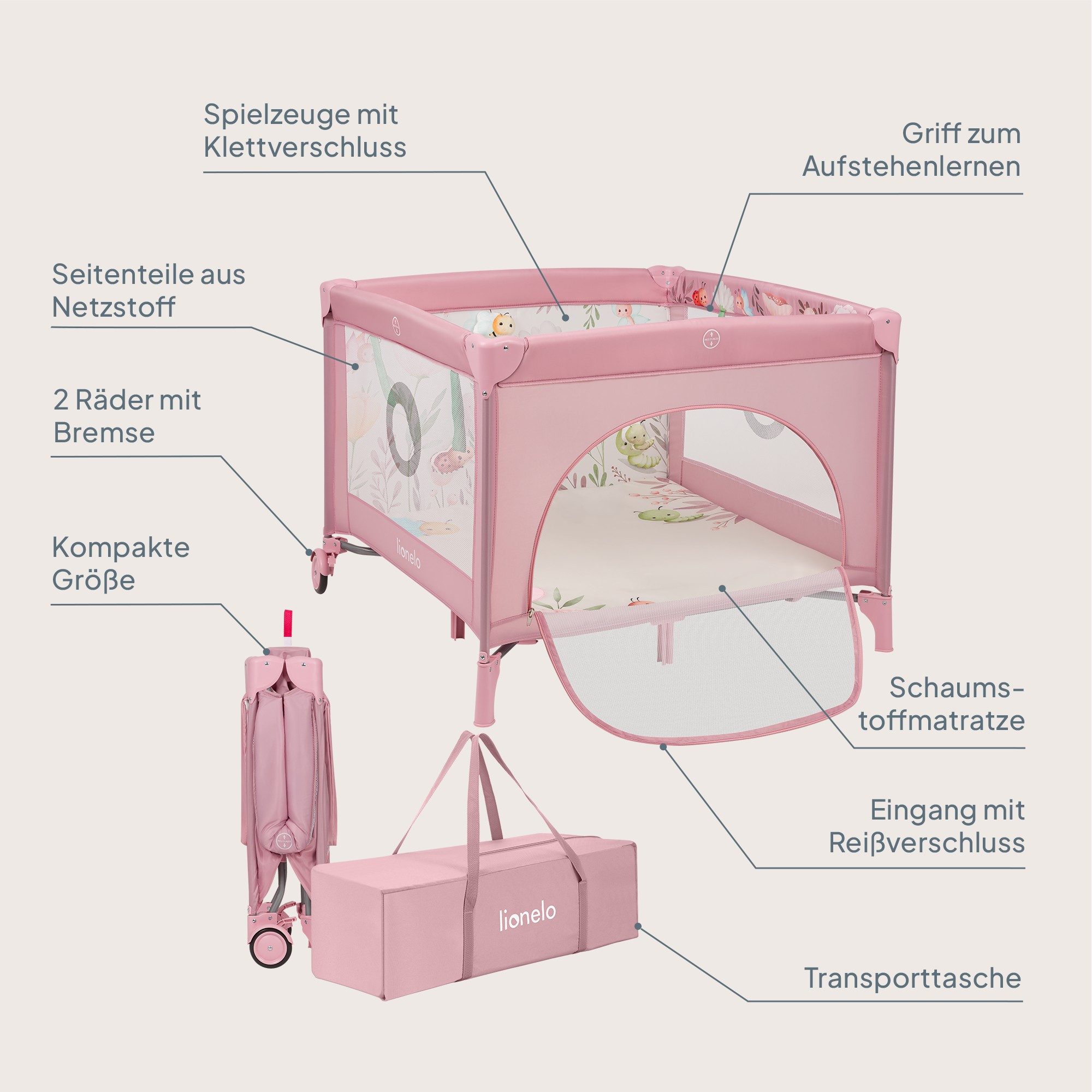 lionelo Laufgitter MILLE PLUS (Set mit Lernmatte und Tragetasche), Matratze günstig online kaufen
