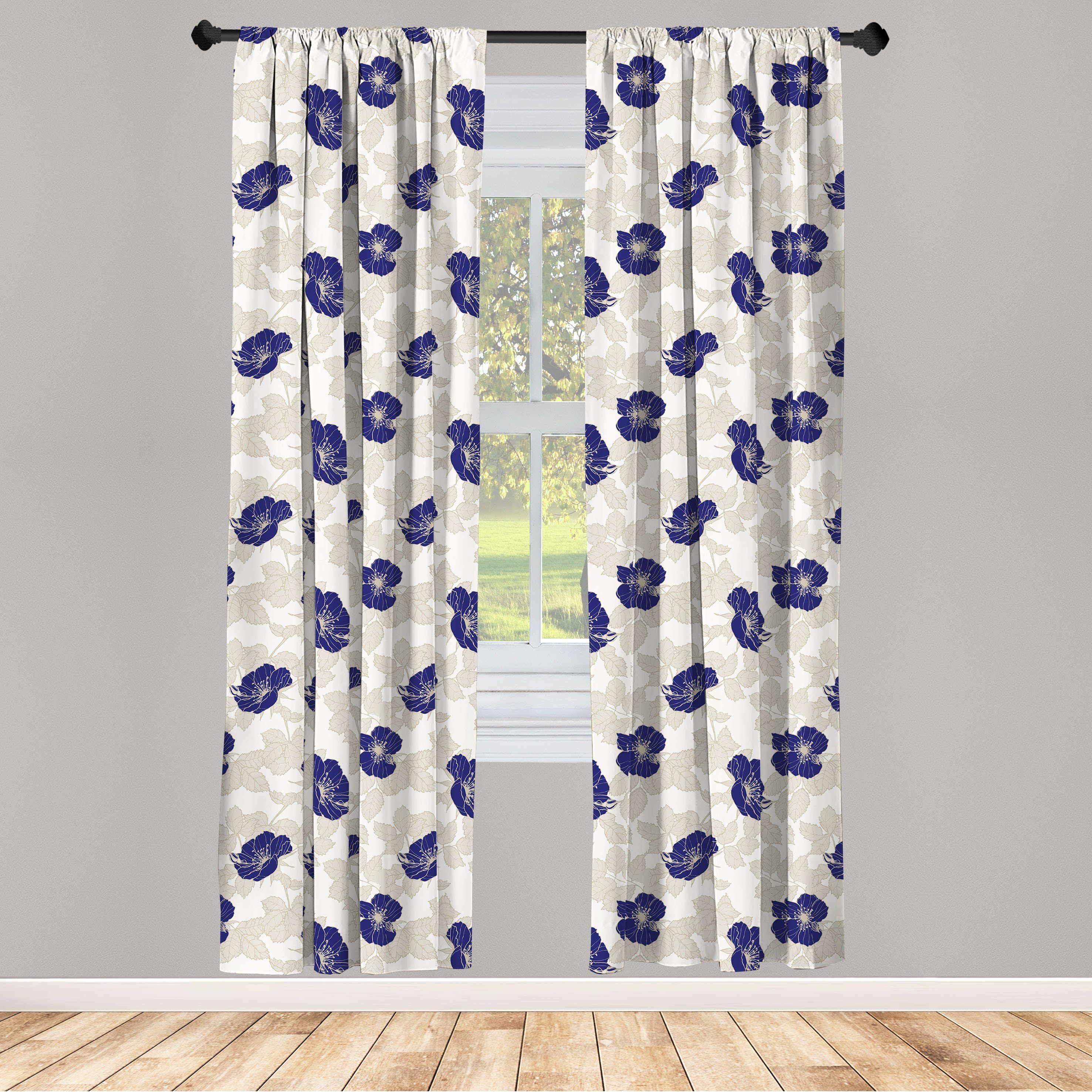Gardine Vorhang für Abakuhaus, Blume Dekor, Rosen-Blätter Microfaser, Schlafzimmer Wohnzimmer Blooming Hund