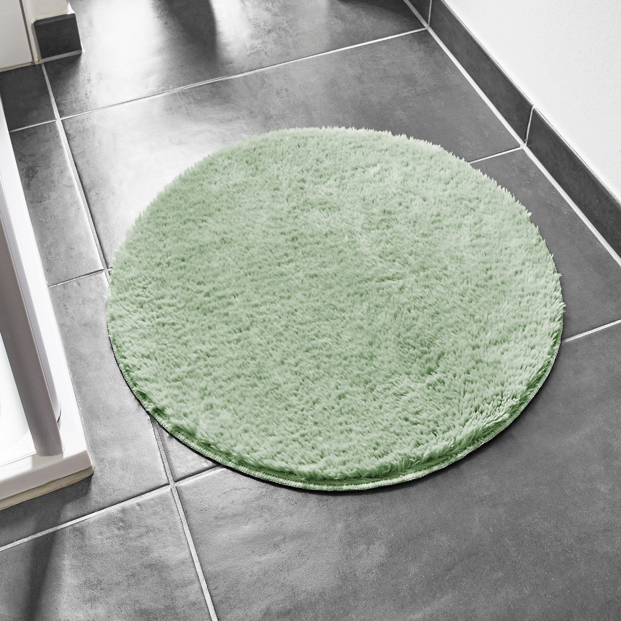 Andiamo Badematte Florida, Höhe 23 mm, rutschhemmend beschichtet, fußbodenheizungsgeeignet, schnell trocknend, Polyester, rund, Uni Farben, besonders weich, auch als 2er Set erhältlich