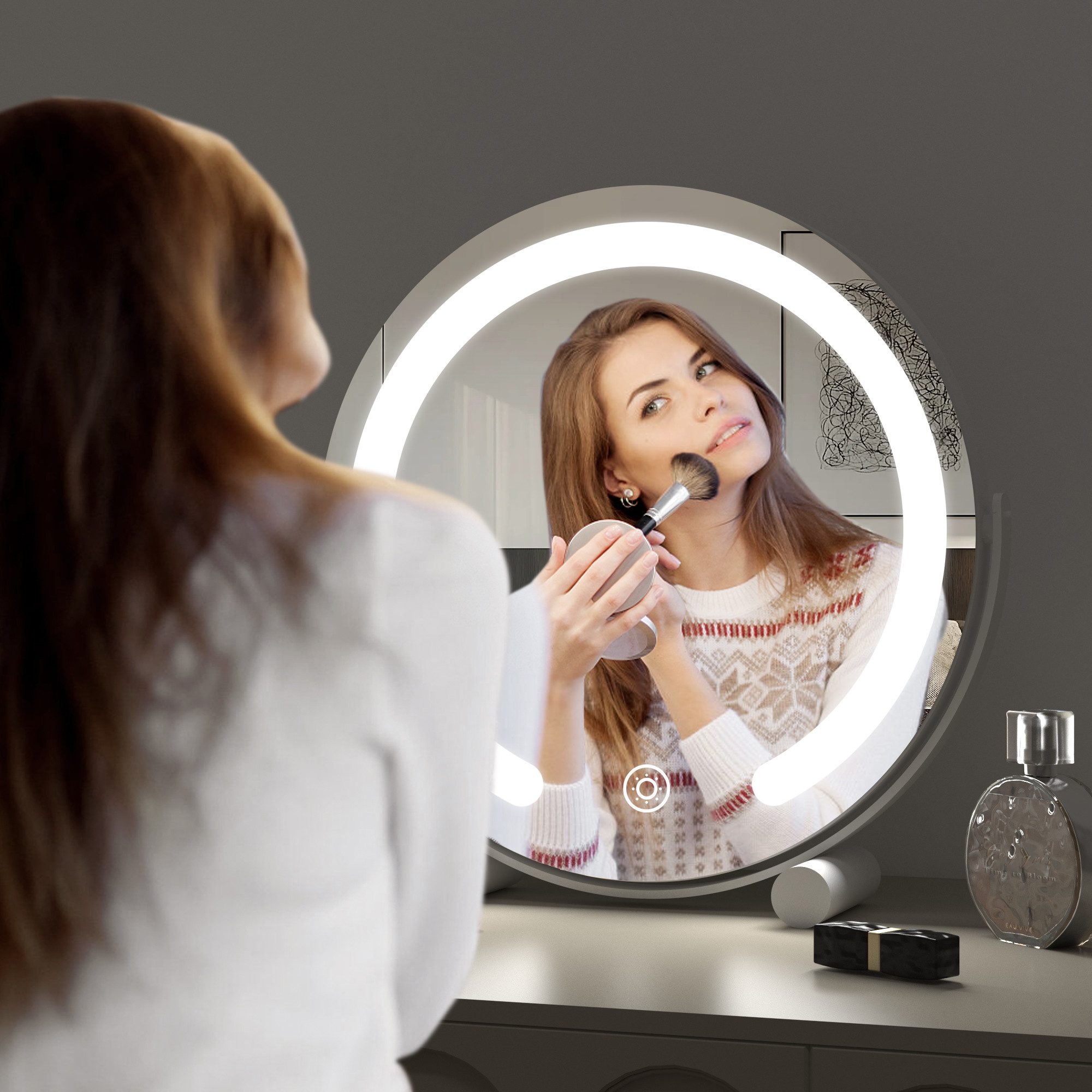 WDWRITTI Schminkspiegel mit beleuchtung Standspiegel klein Tischspiegel 3 L günstig online kaufen