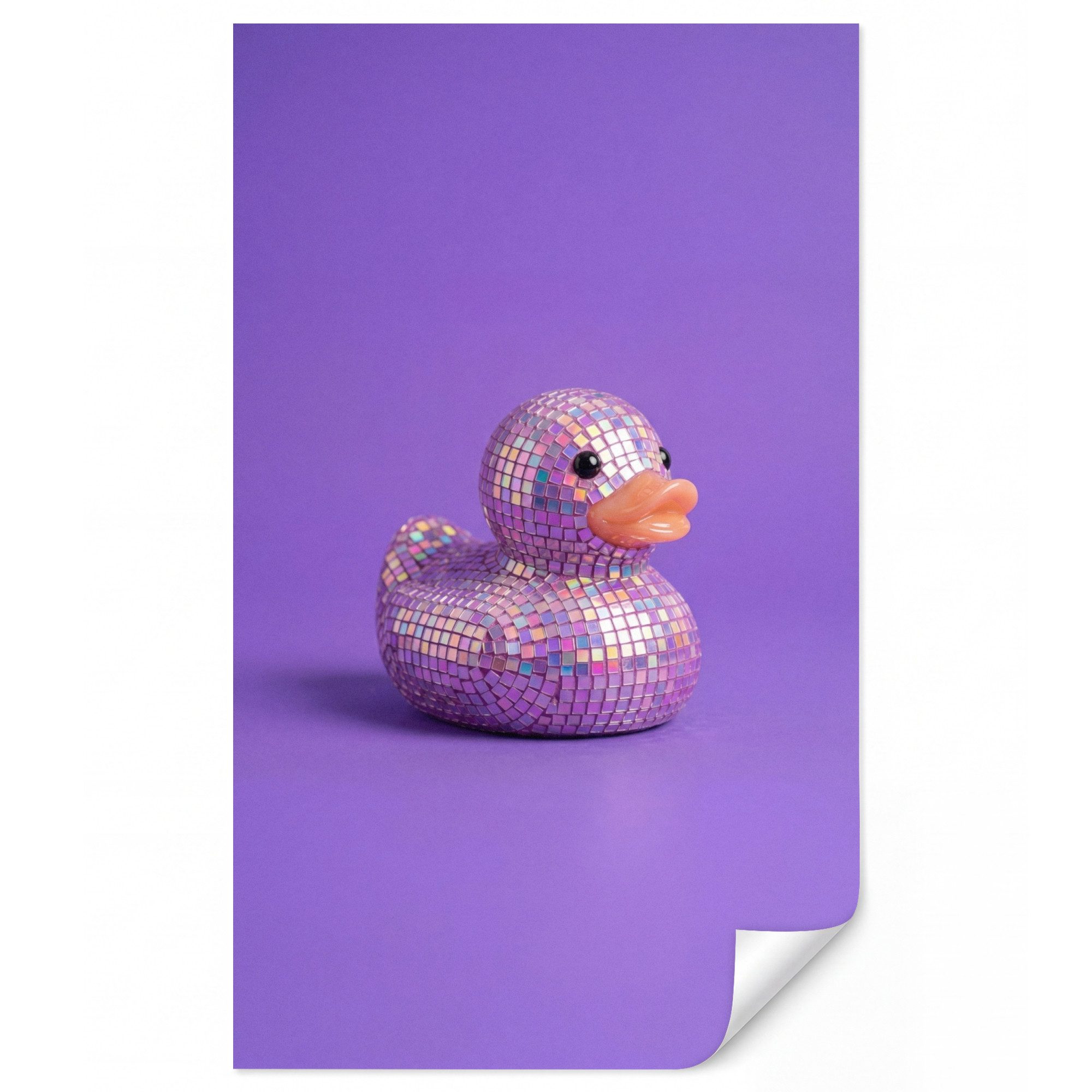 OnlyWow Fototapete Disco - Ente - Lila, Matt, bedruckt, Wandtapete, Wanddekoration, Schlafzimmer 120x200cm