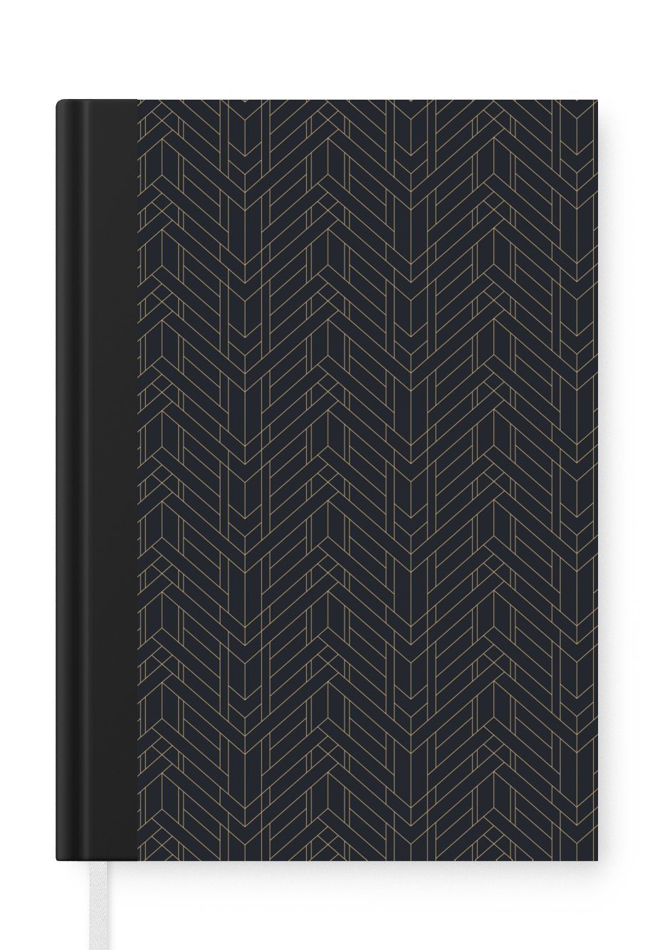 MuchoWow Notizbuch Art deco - Design - Gold - Schwarz, Journal, Merkzettel, Tagebuch, Notizheft, A5, 98 Seiten, Haushaltsbuch | Notizbücher