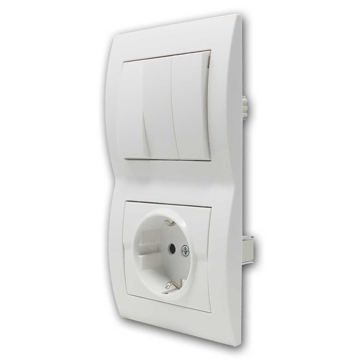 Kanlux LOGI Set "Tür2", 3-fach Schalter + Steckdose, weiß Unterputzschalter