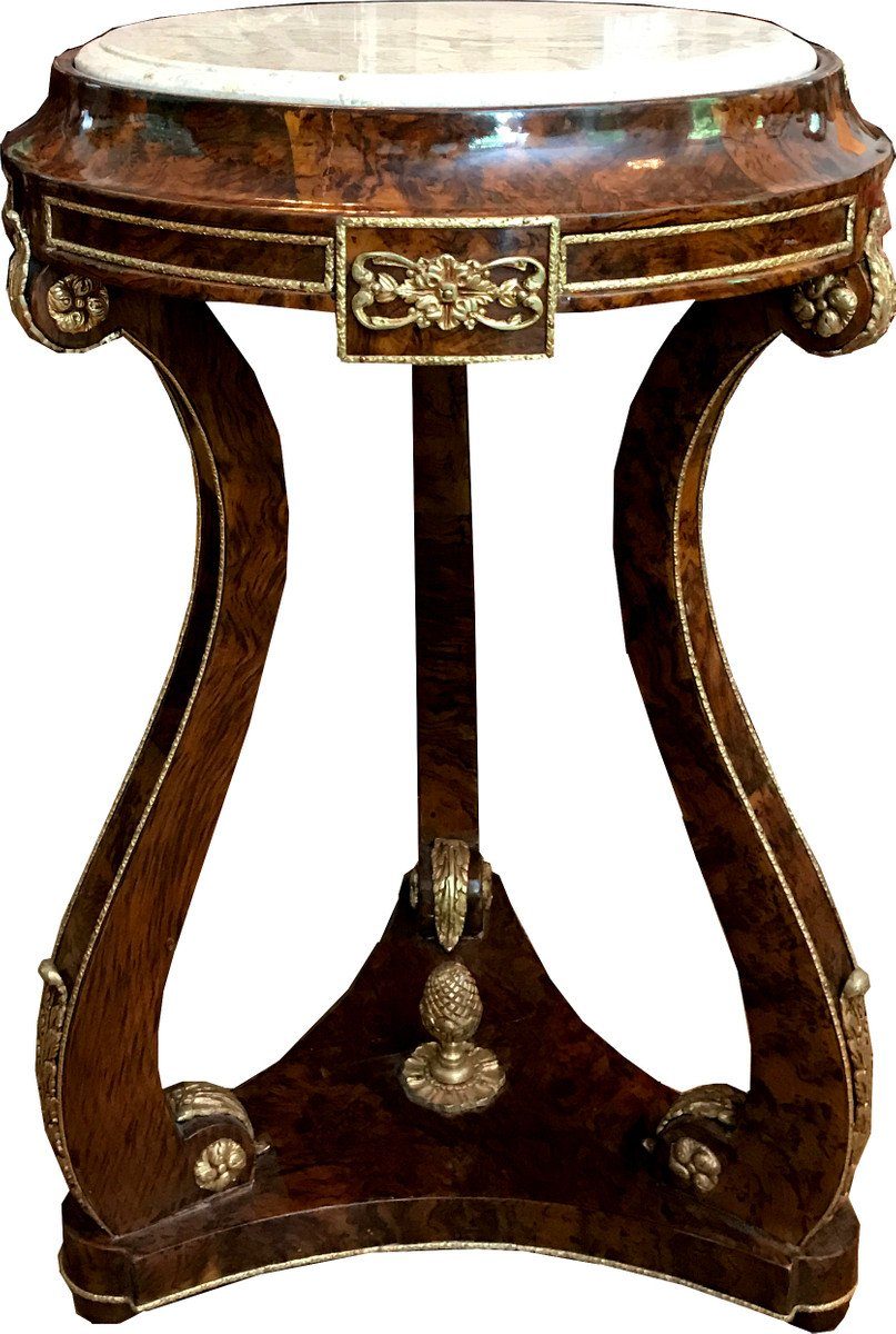 Stil / Bronze Tisch x XVI Beistelltisch 45cm Mahagoni Ludwig Barock - Beistelltisch H70 Padrino Casa - Möbel Antik