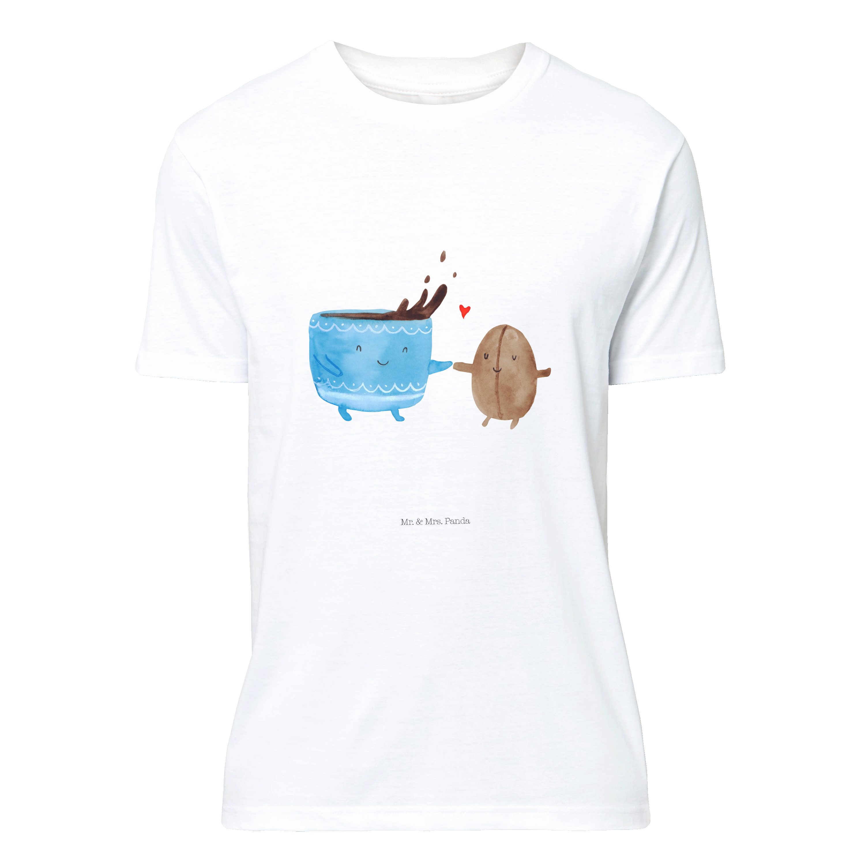 Mr. & Mrs. Panda T-Shirt Kaffee Bohne - Weiß - Geschenk, Damen, süße Tiermotive, Frauen, Kaffe (1-tlg)