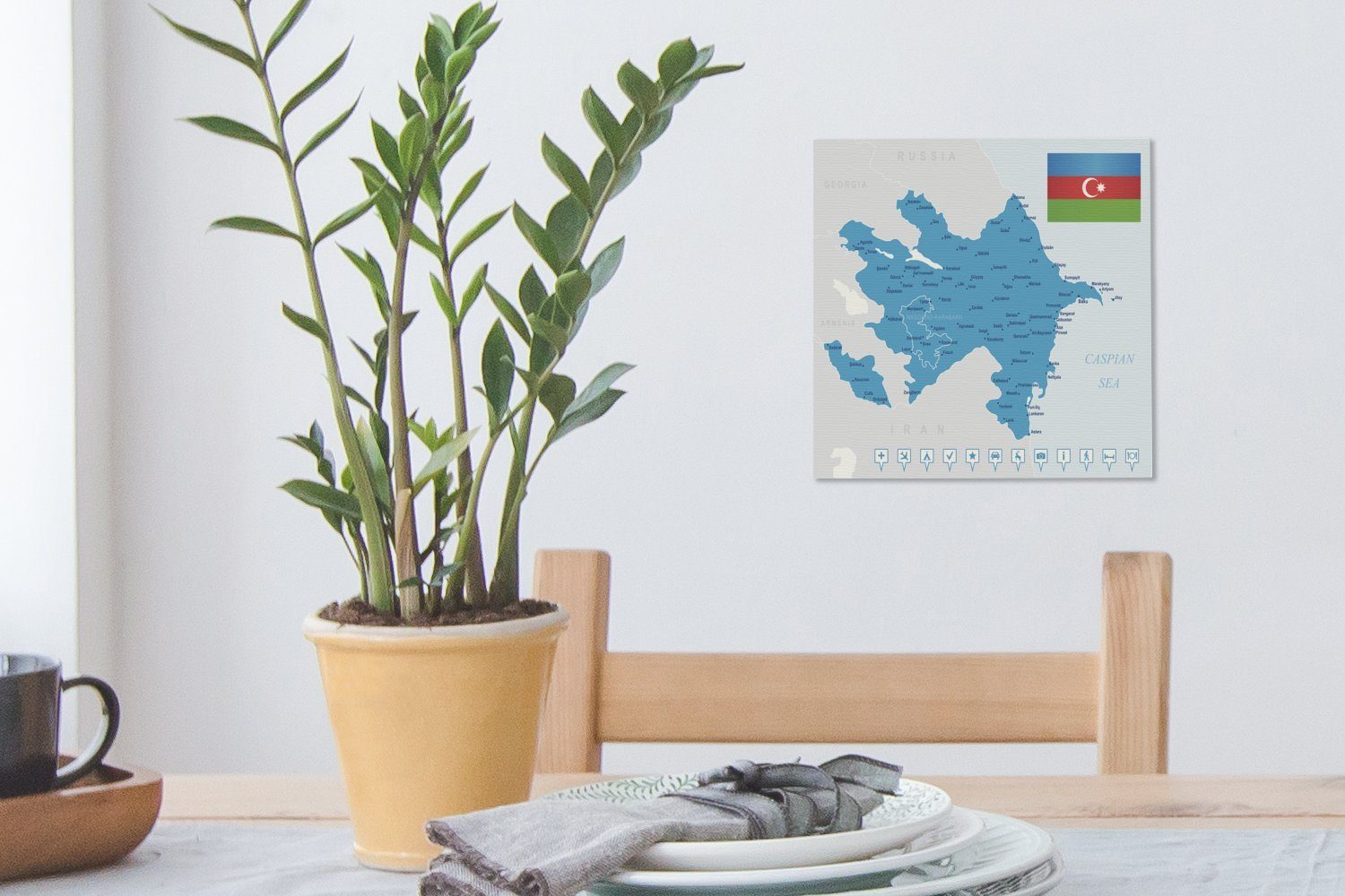 St), OneMillionCanvasses® Schlafzimmer Illustration für Aserbaidschans, blauen eines Wohnzimmer (1 Leinwandbild Leinwand Eine Bilder
