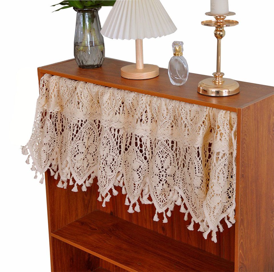 Kaket Scheibengardine Beige Scheibengardine mit Fransen, halbtransparent( 1 Stück), Beige,für Küche Wohnzimmer Schlafzimmer, bistrogardine