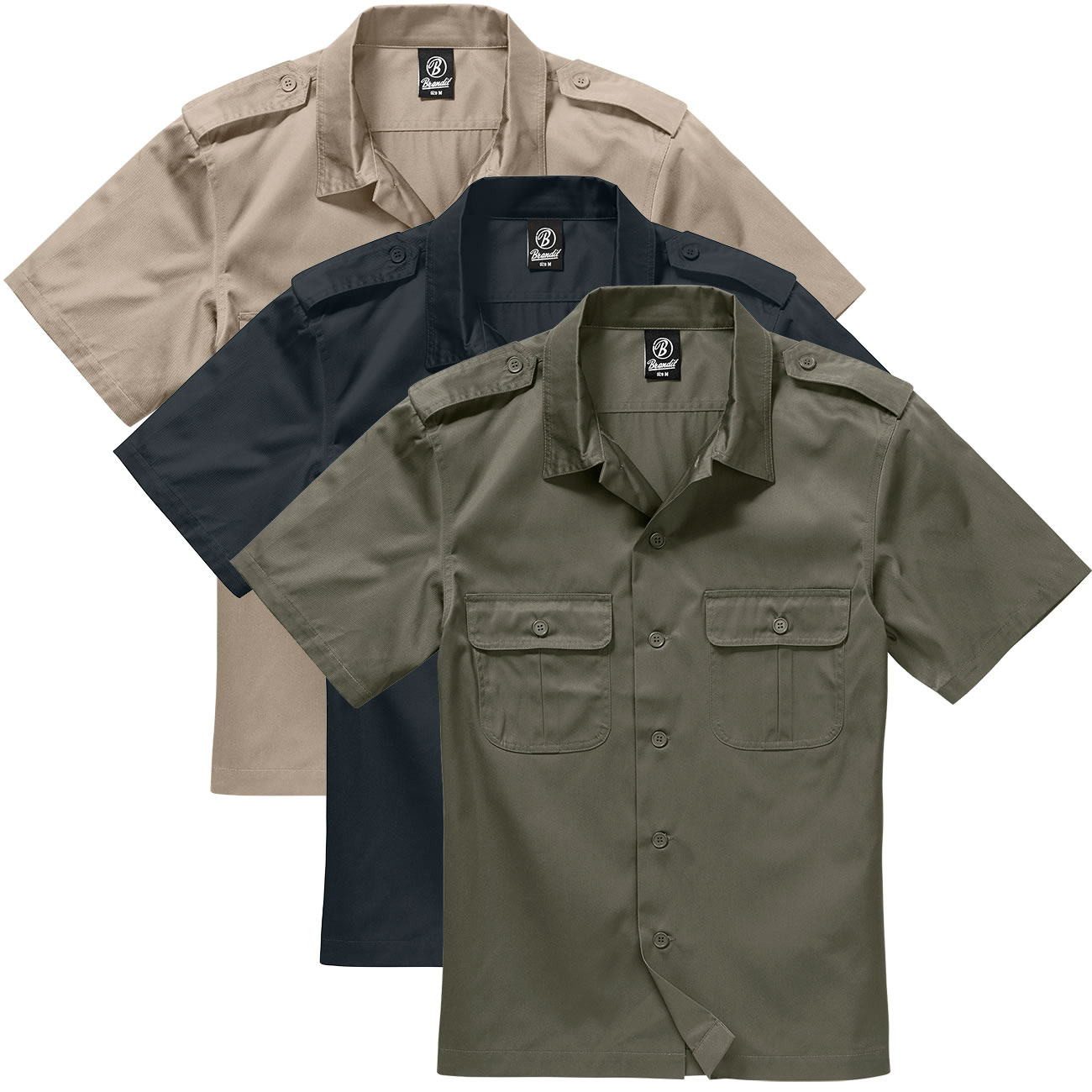 RennerXXL Funktionsshirt US Shirt 1/2 Kurz-Arm Herren Hemd Wasserabweisend mit Brusttaschen und Schulterklappen, wasserabweisendes