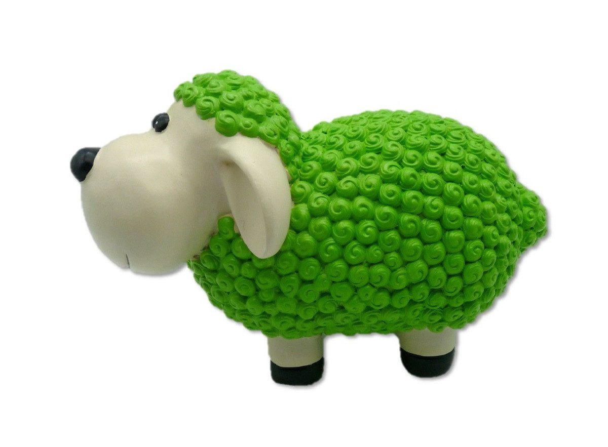 Geschenkestadl Tierfigur Schaf aus Polystein Dekoration – Weiß oder Grün 23 cm, detailreich verarbeitet