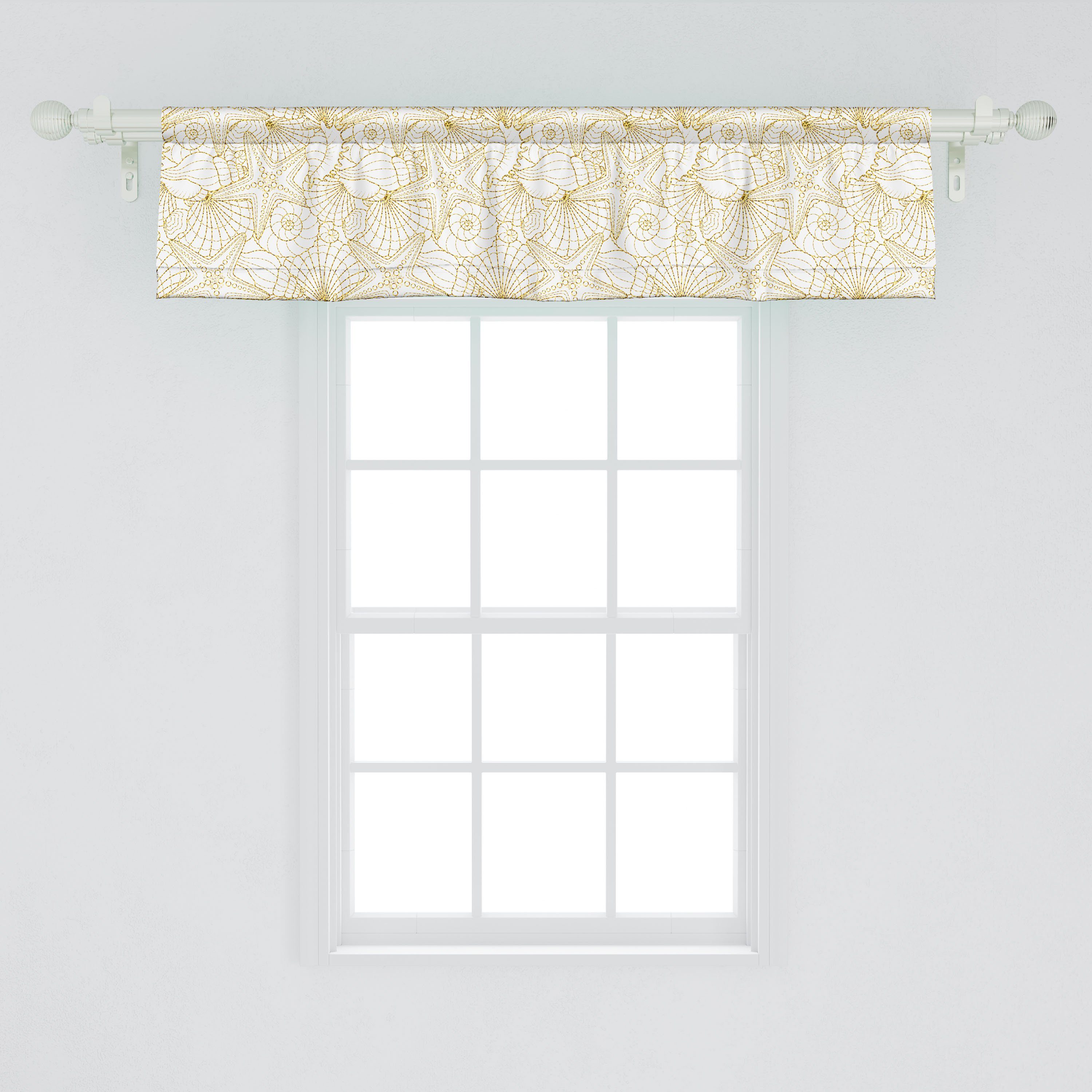 Scheibengardine Vorhang Volant für Küche Abakuhaus, Tone Stangentasche, mit Microfaser, Yellow Golden Unterwasser- Shell Schlafzimmer Dekor