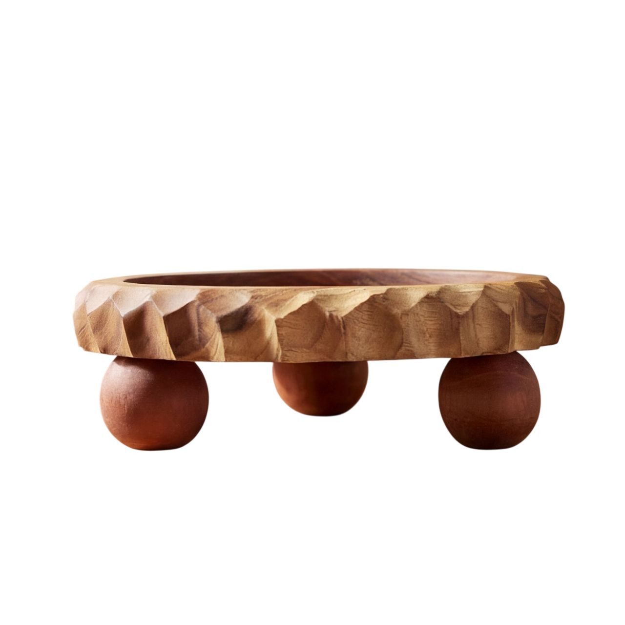 Licht-Erlebnisse Dekoschale BALI, Holz massiv Ø 28 cm Handarbeit Podest Schale Schlüssel Schmuck